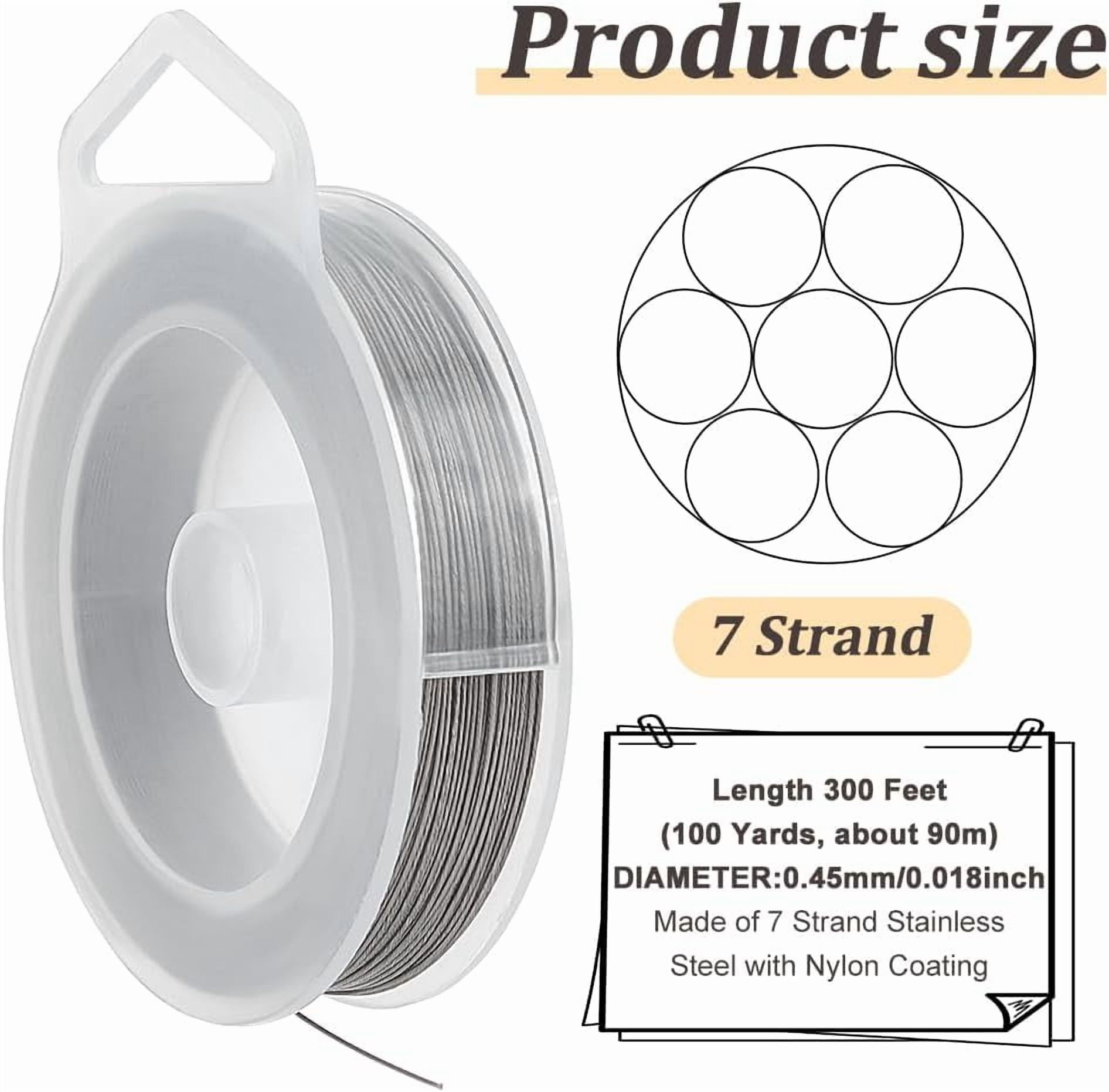 SUNNYCLUE 7-Strand Tiger Tail Beading Wire for Jewelry Making (Silver, 300 ft) xf0w3