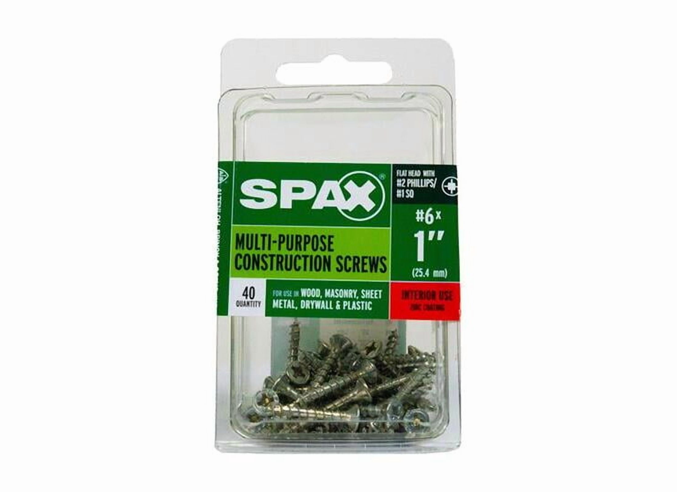 SPAX Multi-Purpose Flat Head Screws, Zinc-Plated Steel, Self-Tapping (Silver, 40 Pack, 1 in) ba2a6