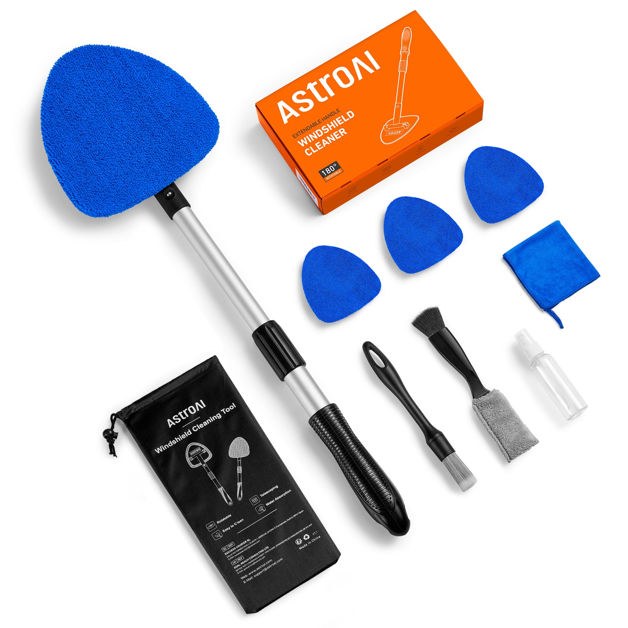 AstroAI Car Wash Kit and Detailing Brush Set (Blue, 9-Piece) 5b1nn