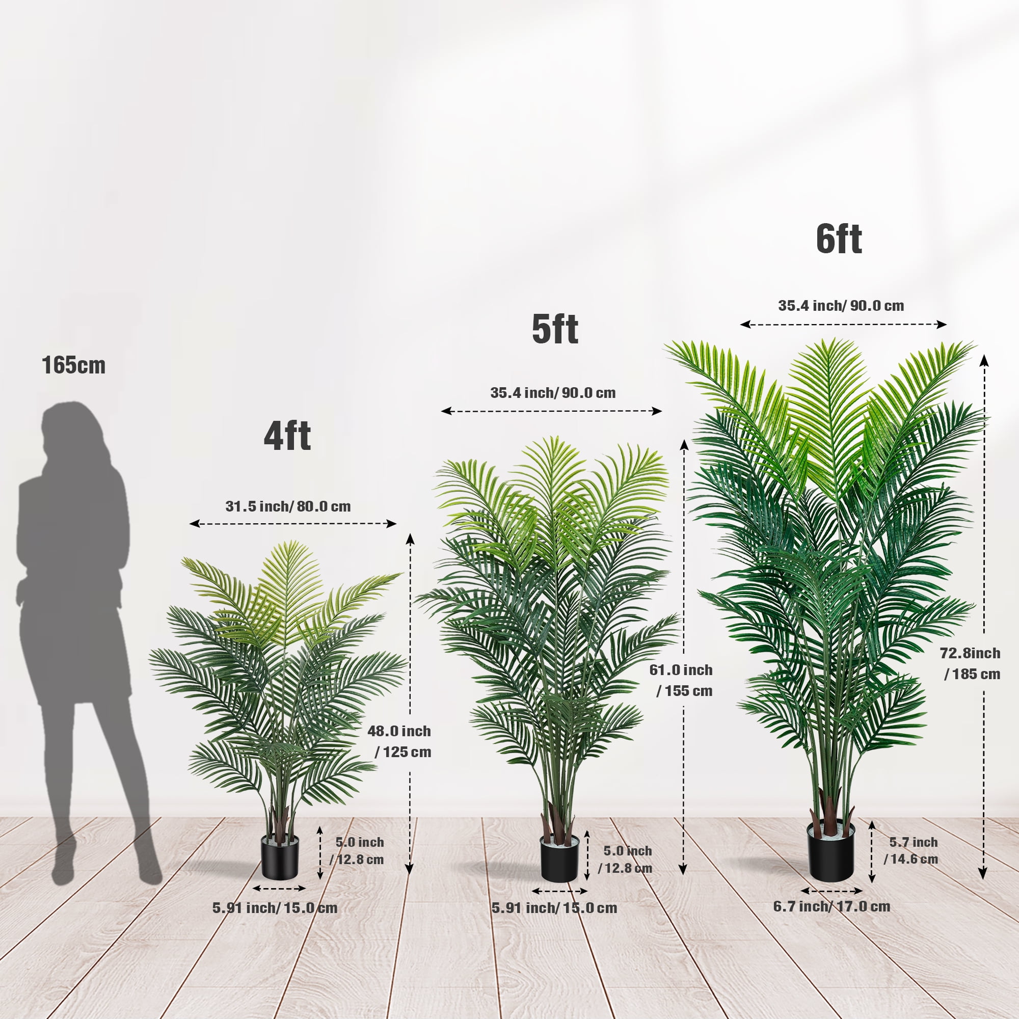 Olivivi Artificial Palm Tree 6ft Tall Faux Silk Plant for Home and Office Decor (Green, 6 ft) 5fr0e