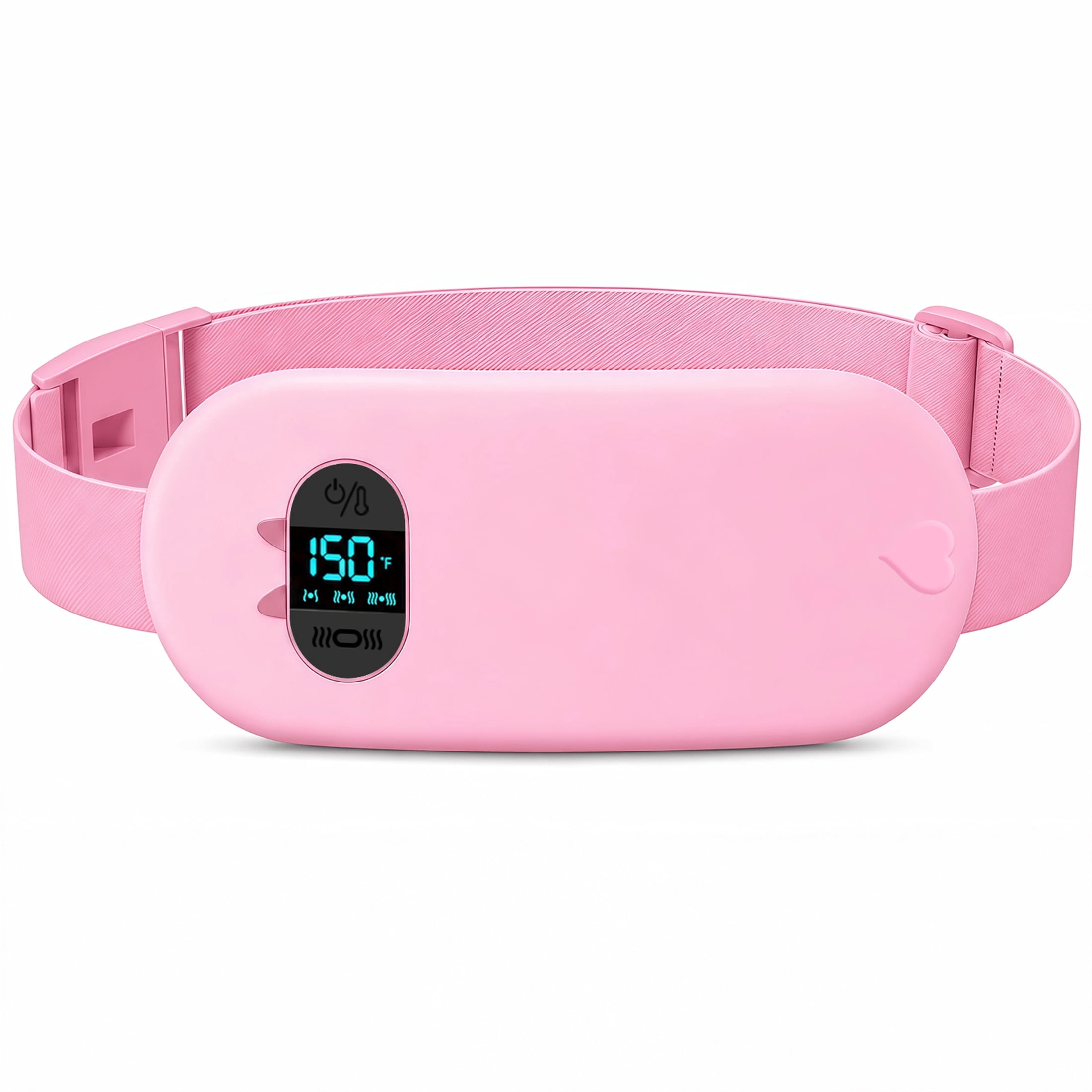 TeSabMi Cordless Heating Pad for Period Cramps, Portable Menstrual Belt with 6 Heat Levels & 6 Vibration Modes (Pink, 25.5 to 55 in) 4pgtx
