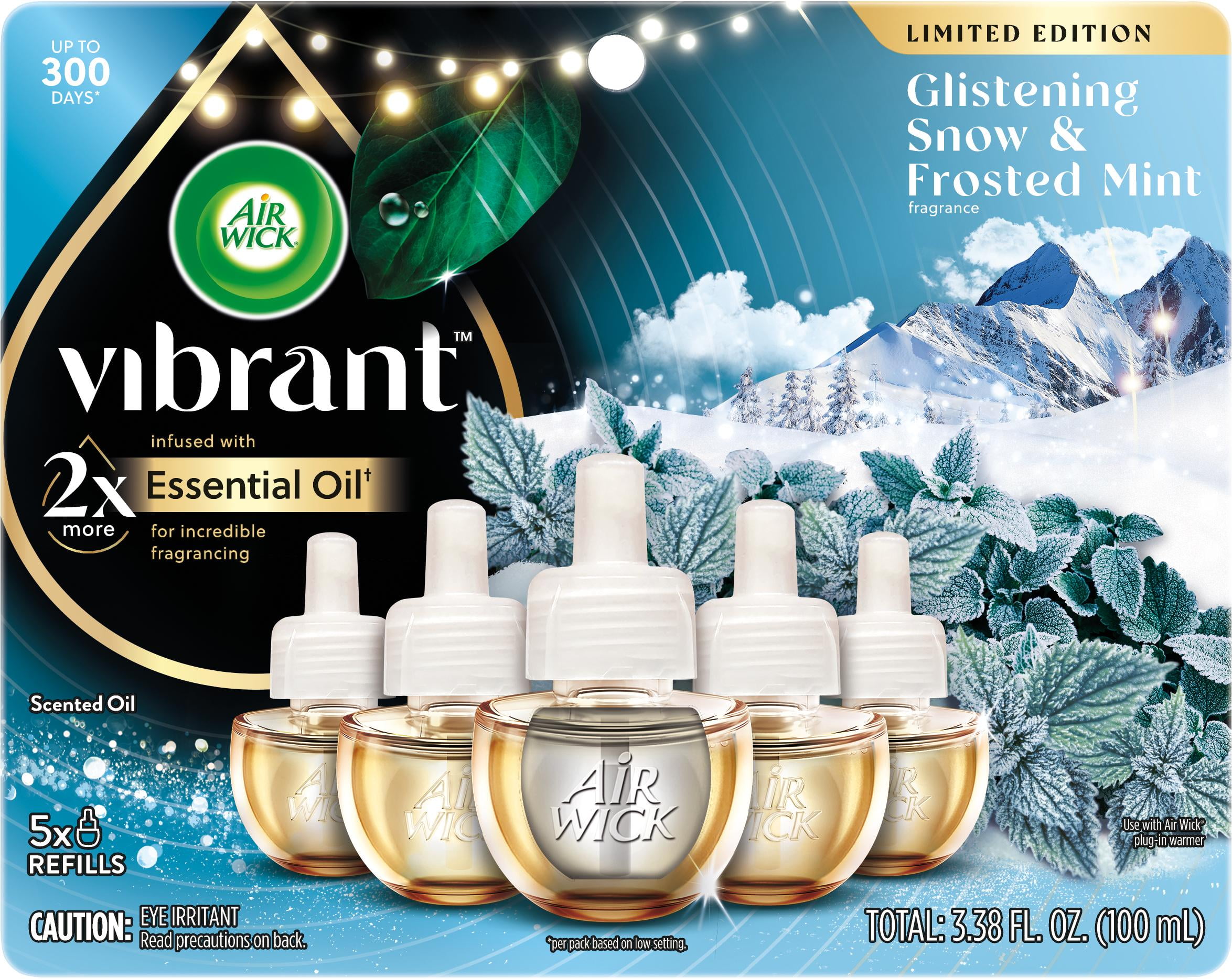 Air Wick Vibrant Plug-In Scented Oil Refills, Glistening Snow and Frosted Mint (5 Count) 9mgtg
