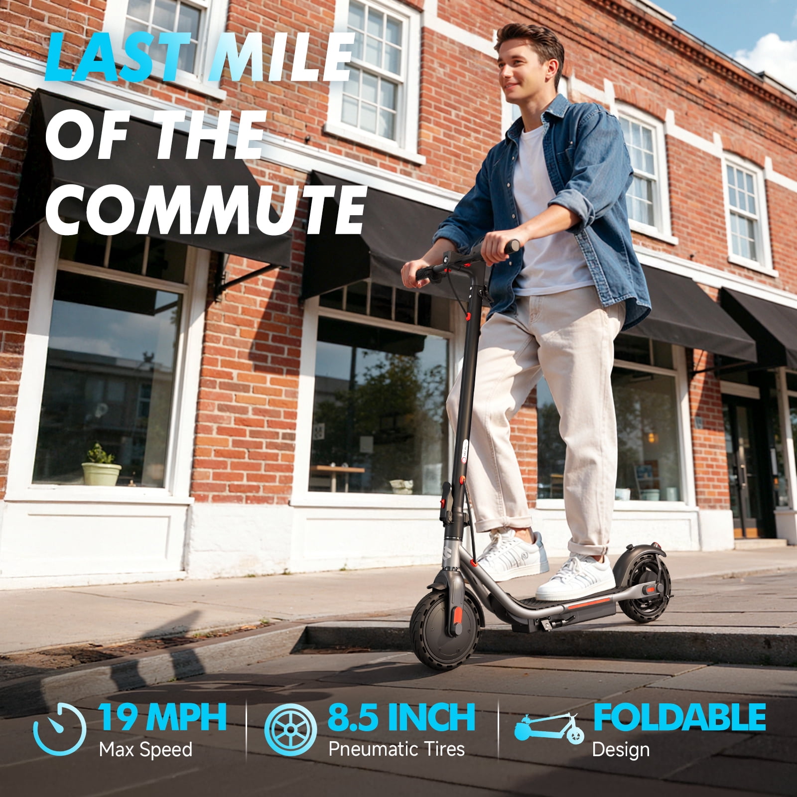 SISIGAD Electric Scooter for Adults, Foldable Commuter Scooter with 500W Motor, 19 MPH Max Speed (Green, 8.5 in) 4tsbn