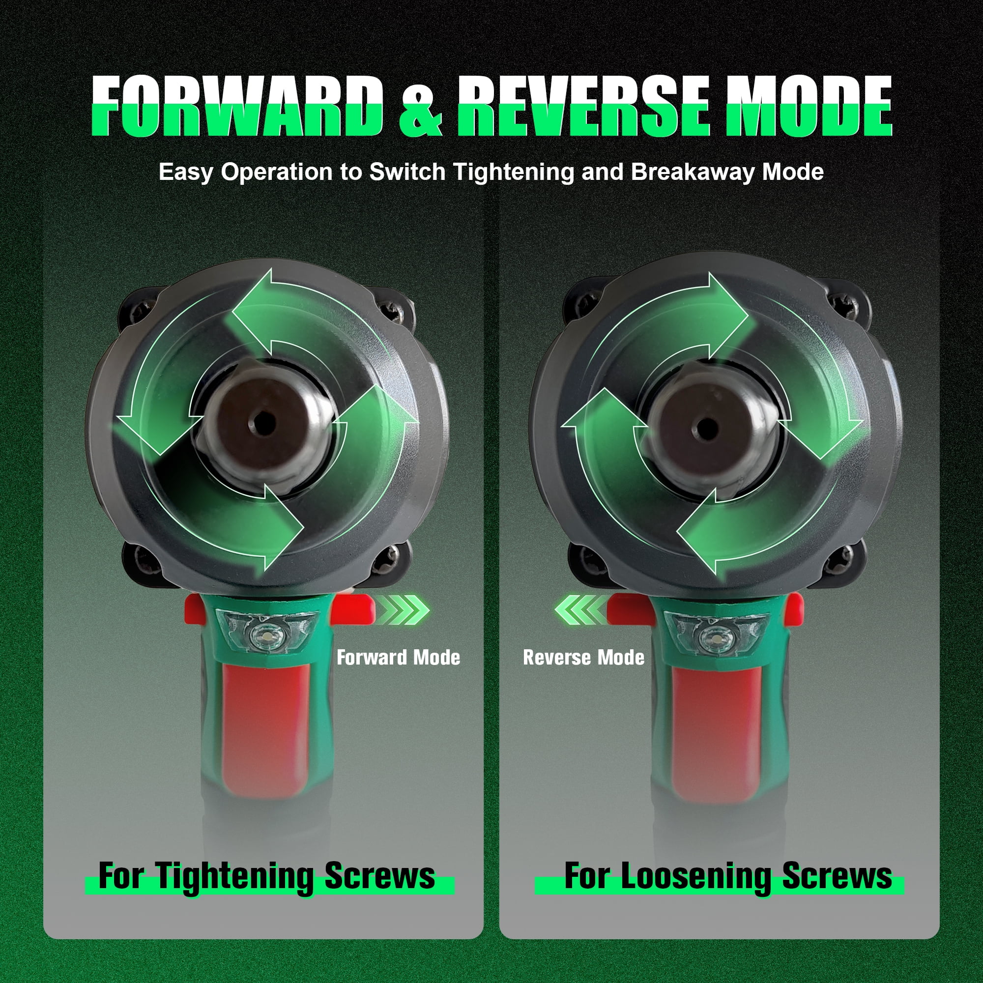 NEWBEAT Cordless Impact Wrench Set, 1/2 in Brushless Power Tool, 405 ft-lb Torque, Variable Speed for Automotive and Home DIY (Green, 1 Set) wlhxu