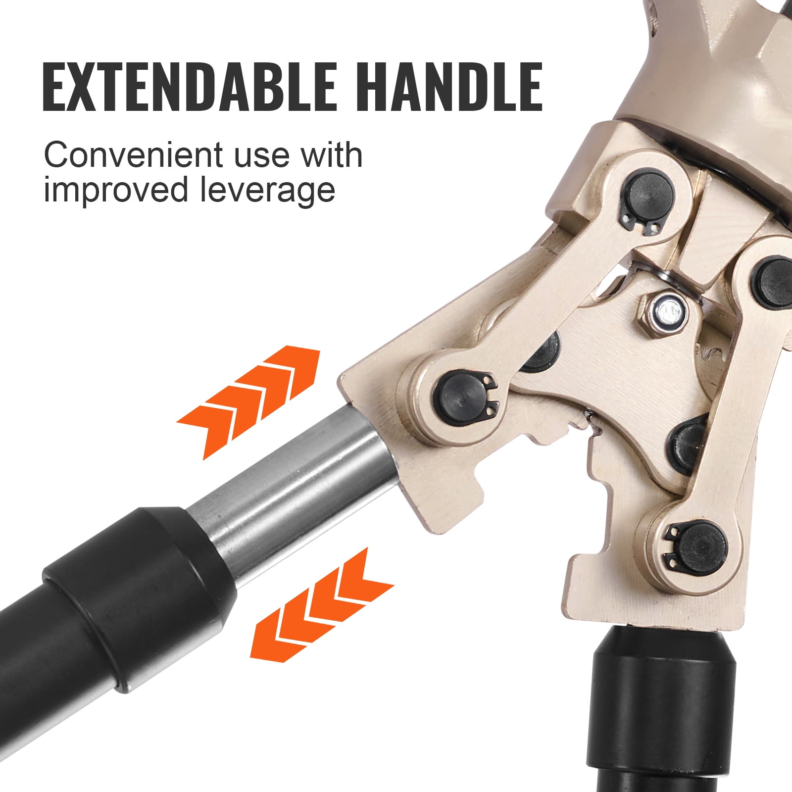 SKYSHALO Copper Pipe Press Tool Crimping Kit with 1/2 in, 3/4 in, 1 in Jaws, 360° Rotatable Head, and Extendable Handle (Black) 6cbho