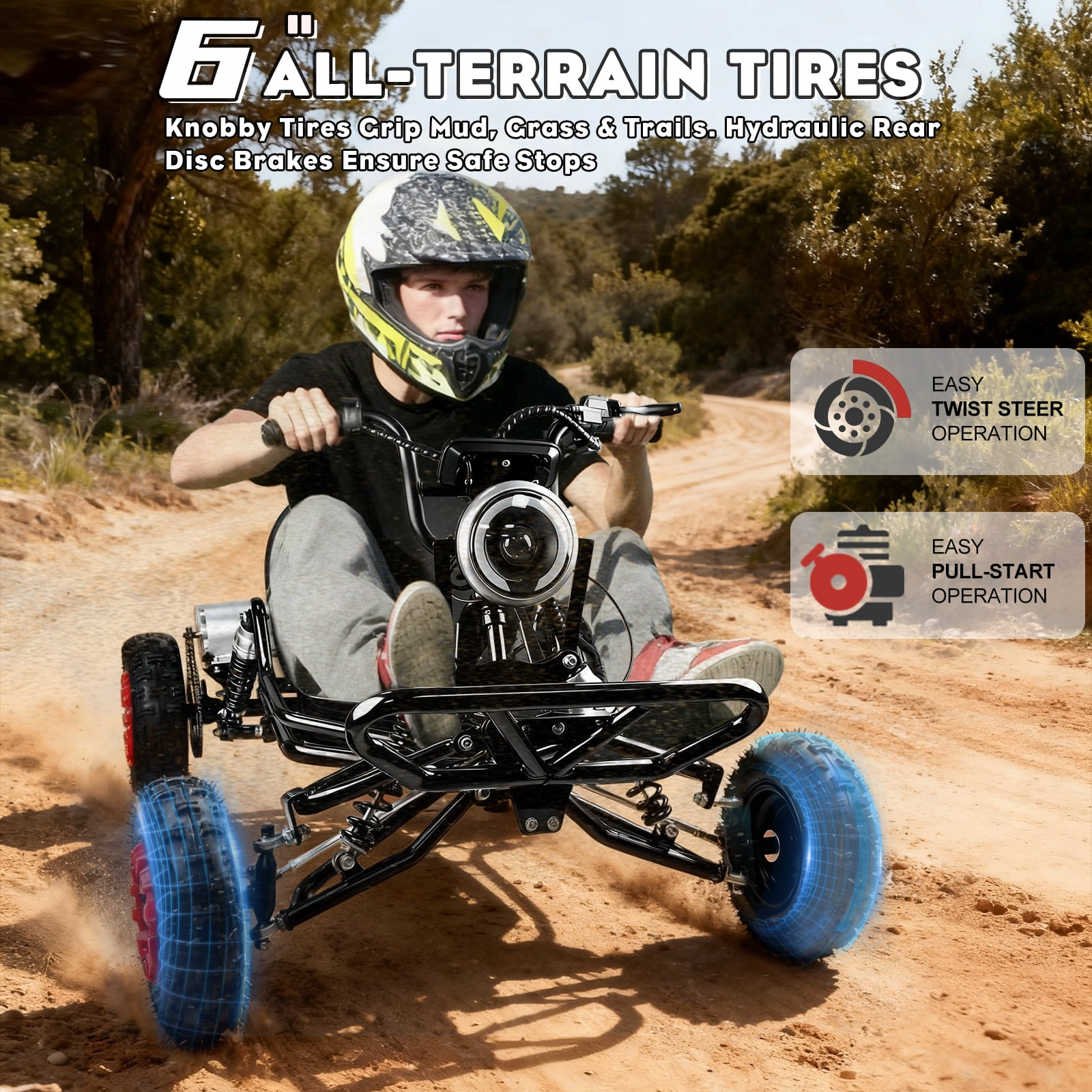 Vakiorn Electric Go Kart Off-Road Racing Vehicle with 2000W Motor and All-Terrain Tires (Black, 440 lb Capacity) 0sug9