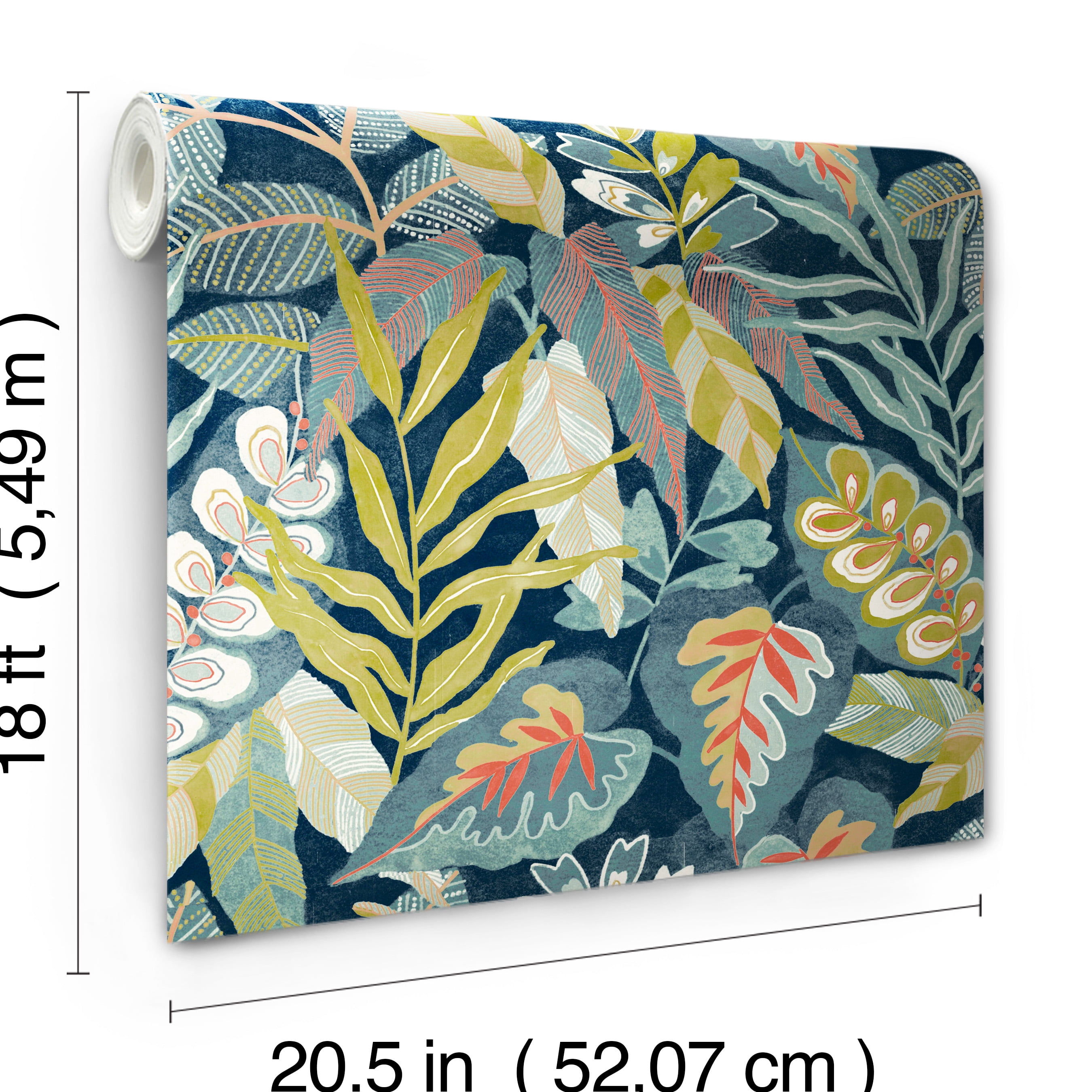 Roommates Studio Malena Floral Peel and Stick Wallpaper (Blue, 30.75 sq ft) zsz58