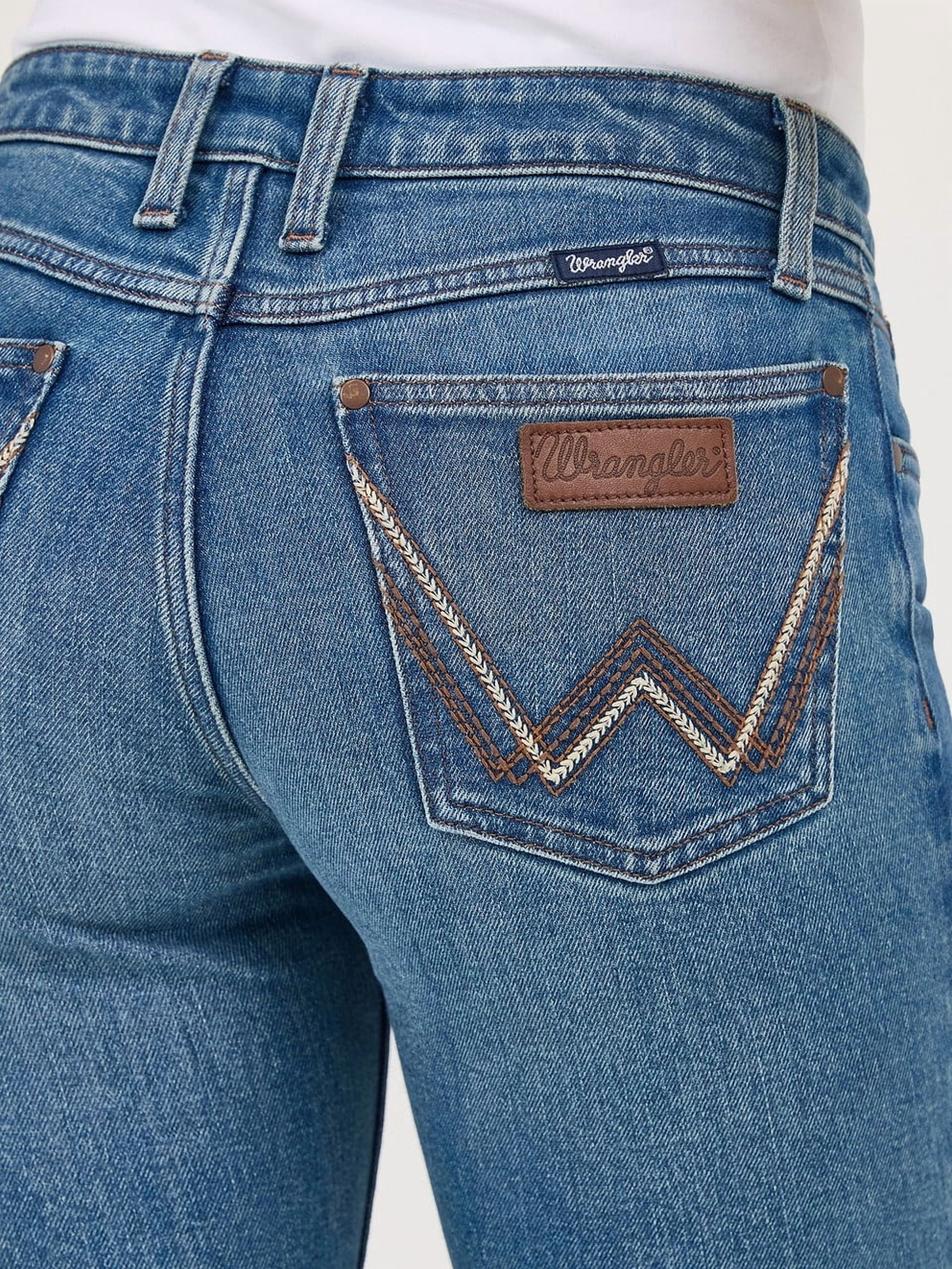 Wrangler Dahlia Mae Mid Rise Bootcut Jeans (Tan, 28 in Waist) v9t4k