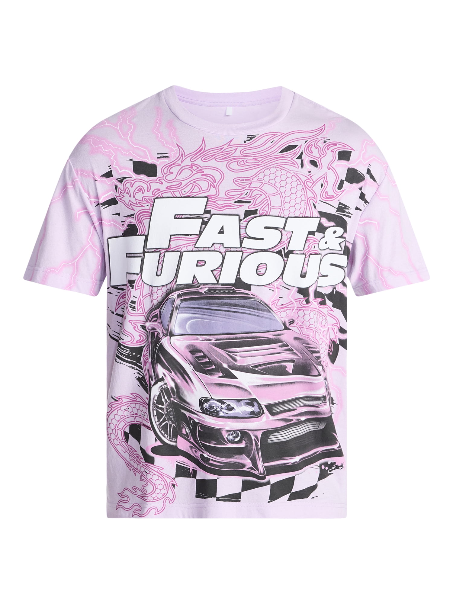 Fast & Furious Men's Dragon Line Oversized Graphic Tee (Black, XS-3XL) 0ld9w