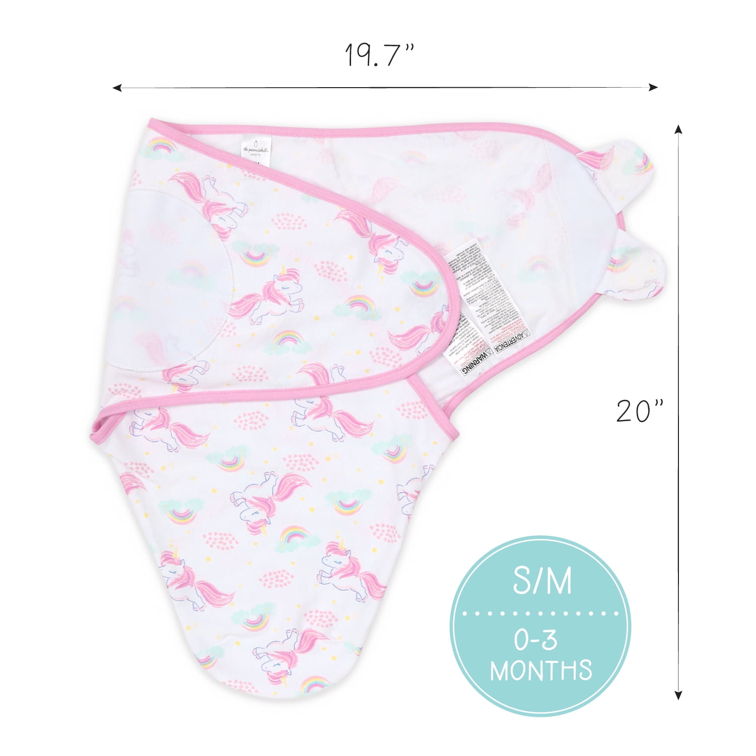 The Peanutshell Newborn Baby Swaddle Wrap Set (Rainbow Unicorn, 3 Pack) kd26v - Image 3