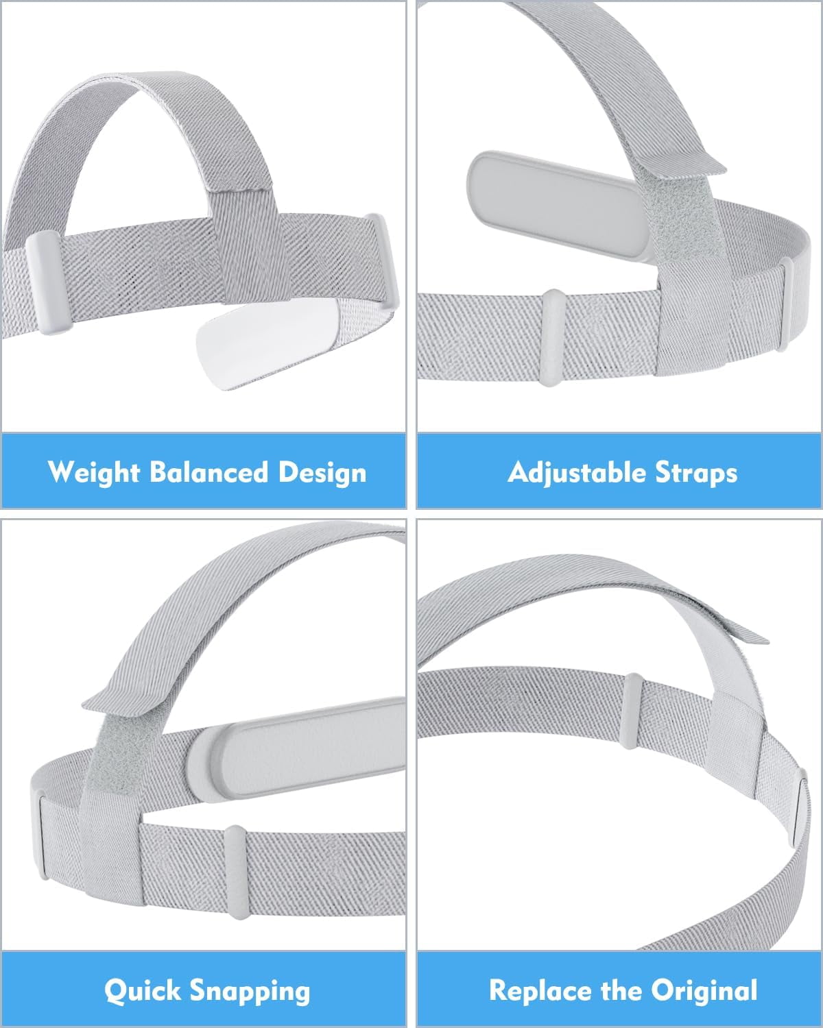 Prociv Replacement Head Strap for Meta Quest 2 (Grey, 1 Pack) lm37d
