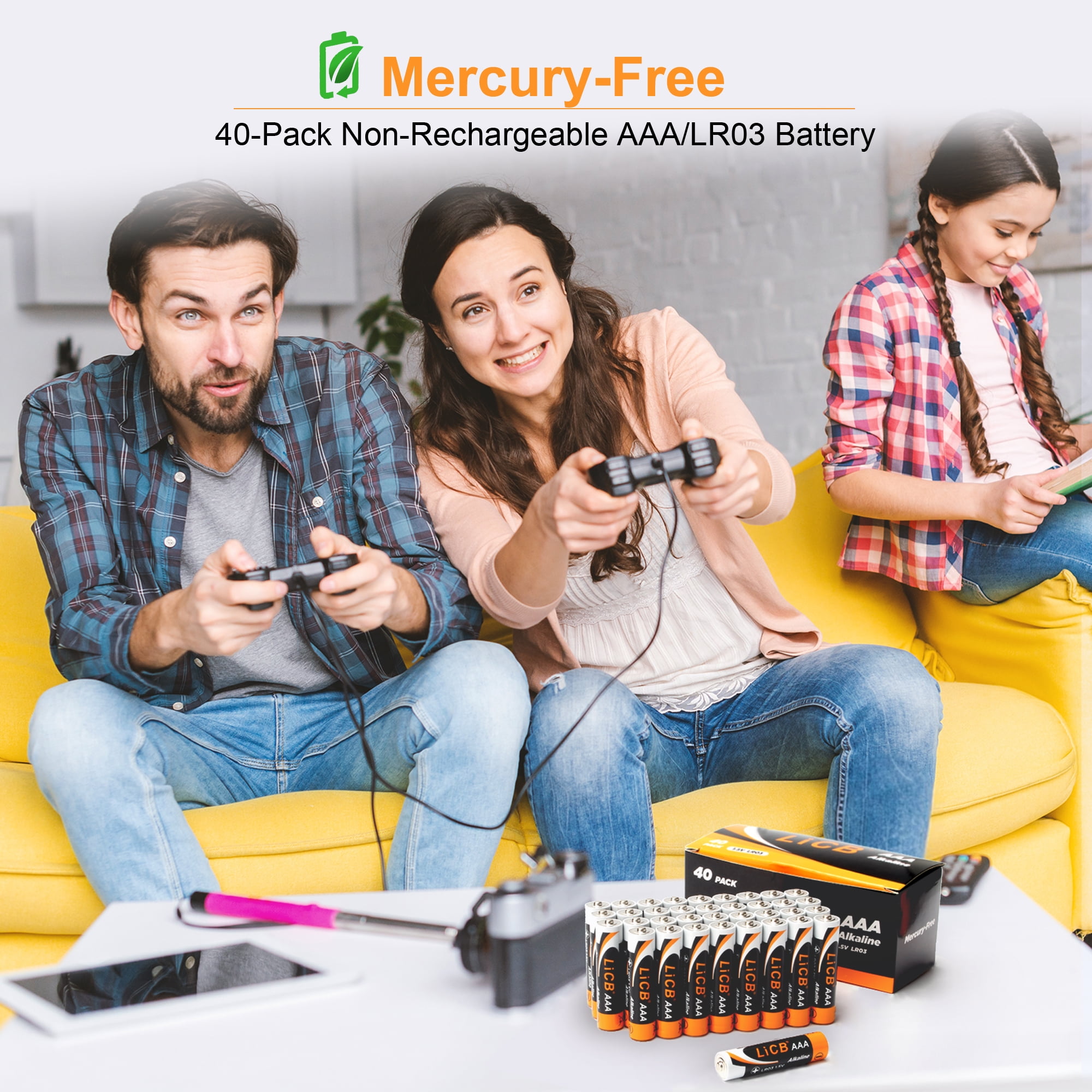 LiCB AAA Alkaline Batteries (Long-Lasting Power, 40 Pack) d1duq