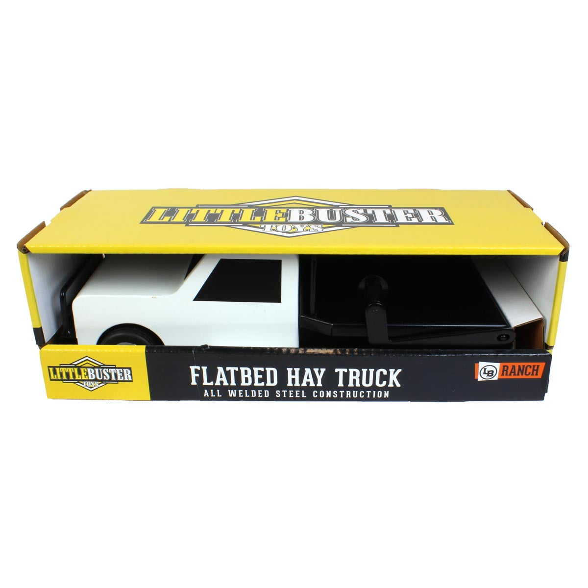 Little Buster Toys Flatbed Hay Truck Durable Metal Farm Vehicle (White, 15 in x 5.5 in x 5 in) 4p0as