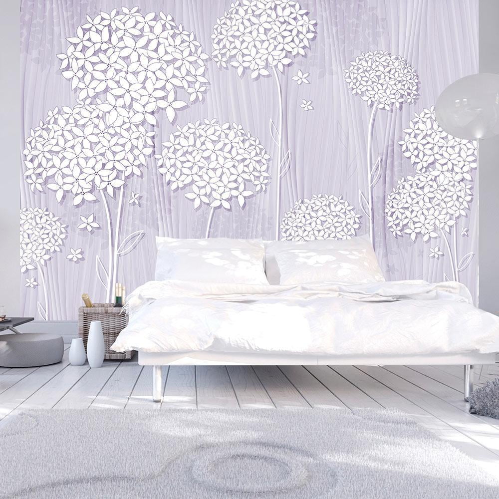 Tiptophomedecor Peel and Stick Floral Wallpaper Mural (Purple Flower Fantasie, 24 in x 120 in) kb6ow