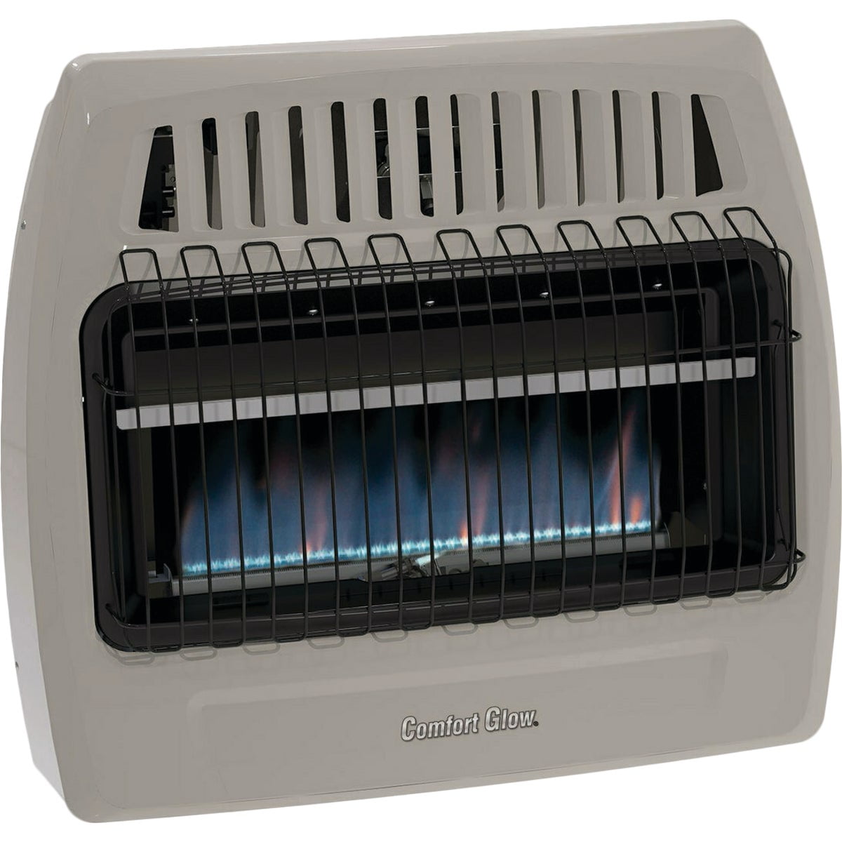 Comfort Glow Vent-Free Gas Wall Heater, Dual Fuel Natural Gas and Propane, 30,000 BTU (Blue, 24 in H x 28 in W x 9.5 in D) 7d4ay