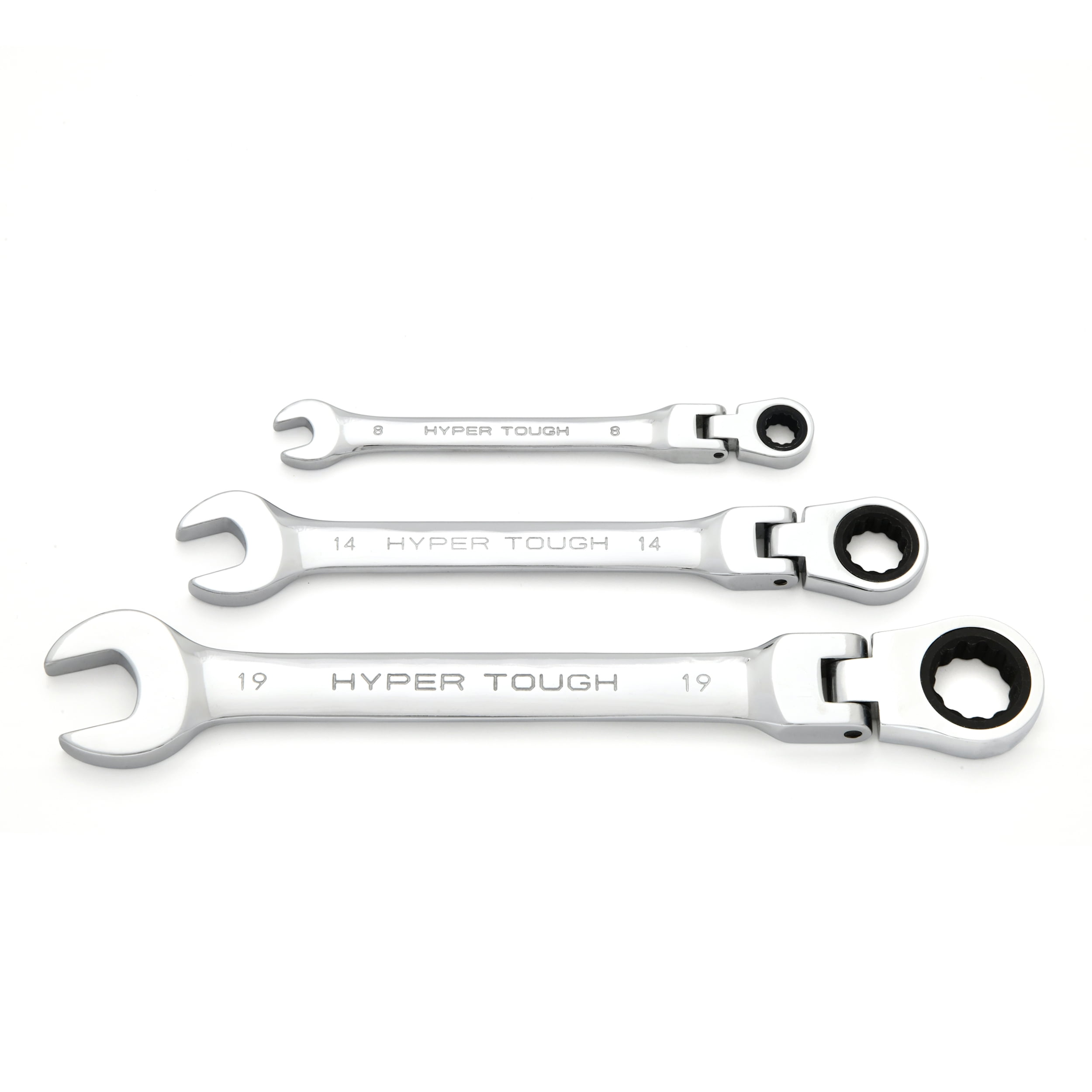 Hyper Tough 12-Piece Flex Head Ratcheting Wrench Set (Silver, 12-Piece) wg69o