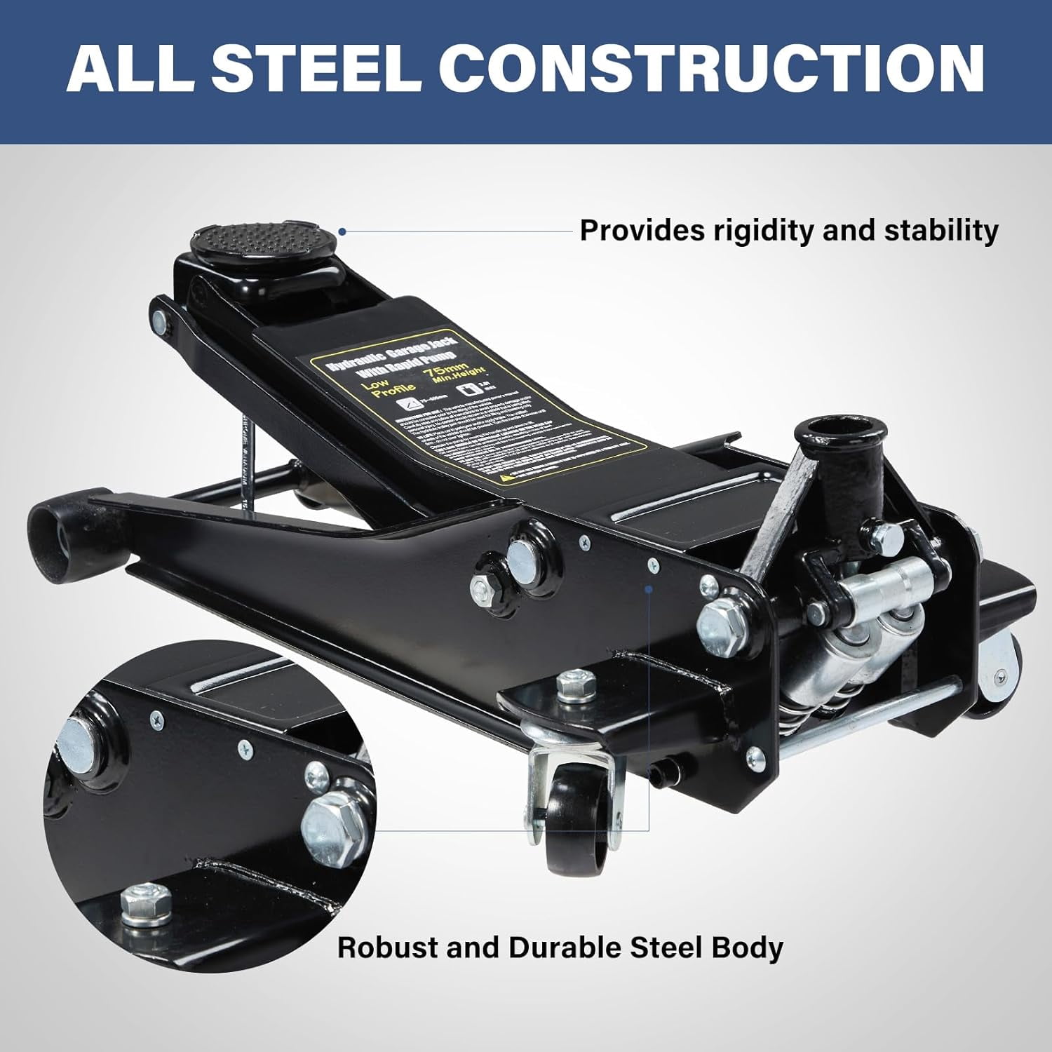 Ktaxon 3 Ton Hydraulic Floor Jack, Heavy-Duty Low-Profile Car Lift (Black, 6000 lb) j8emp