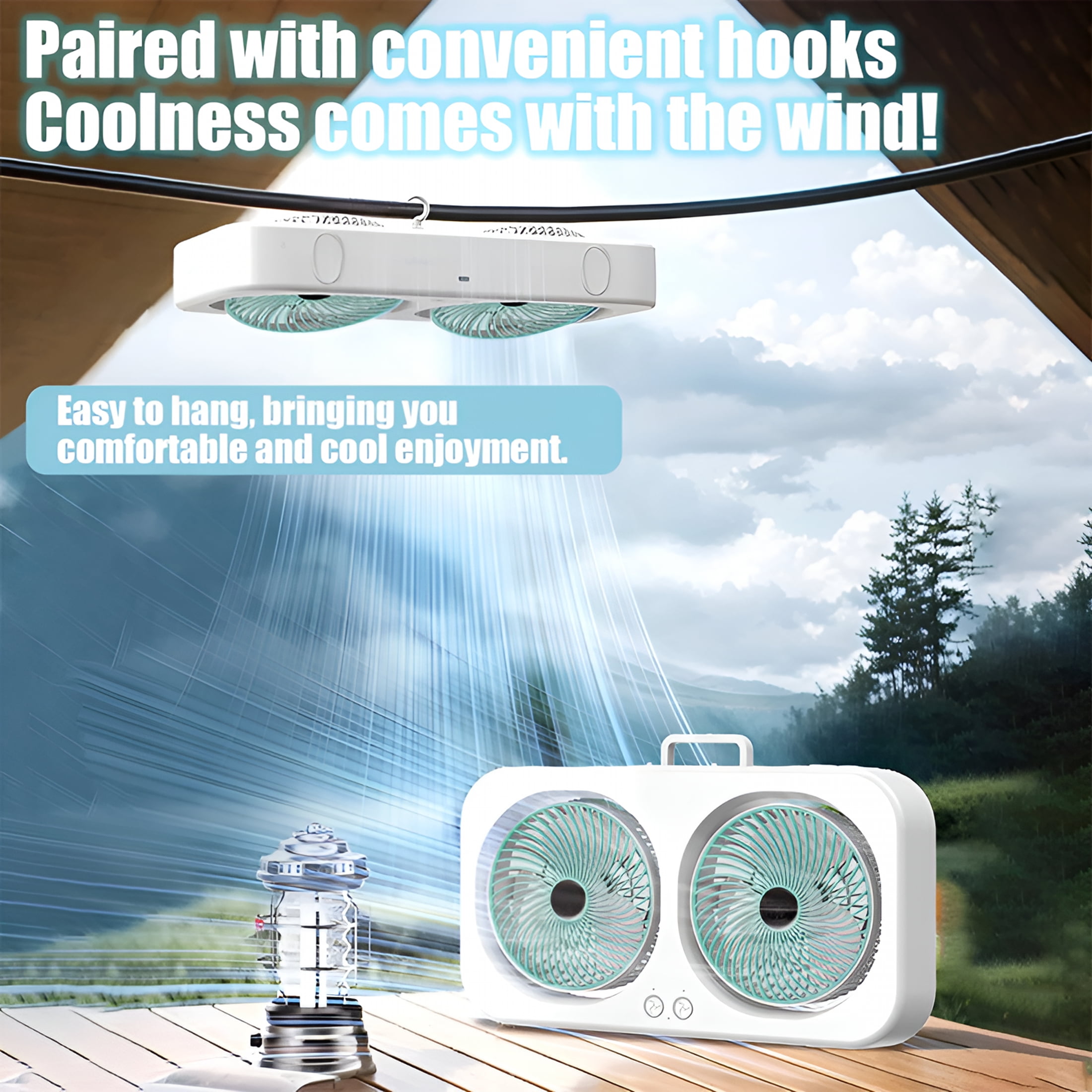 Hibibud Window Fan for Bedroom, Dual 180 Degree Rotating Heads, Energy-Efficient Air Circulation (Green, 15.7 in) b8mw4
