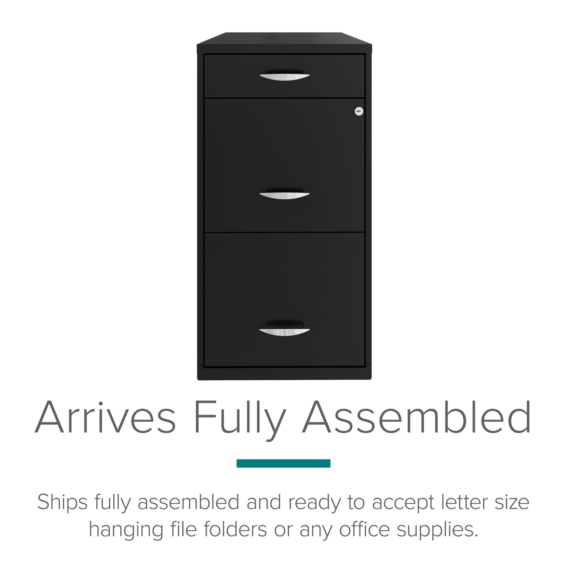 Space Solutions 3 Drawer Vertical File Cabinet with Pencil Drawer (Black, 18 in x 14 in x 27 in) 06h01