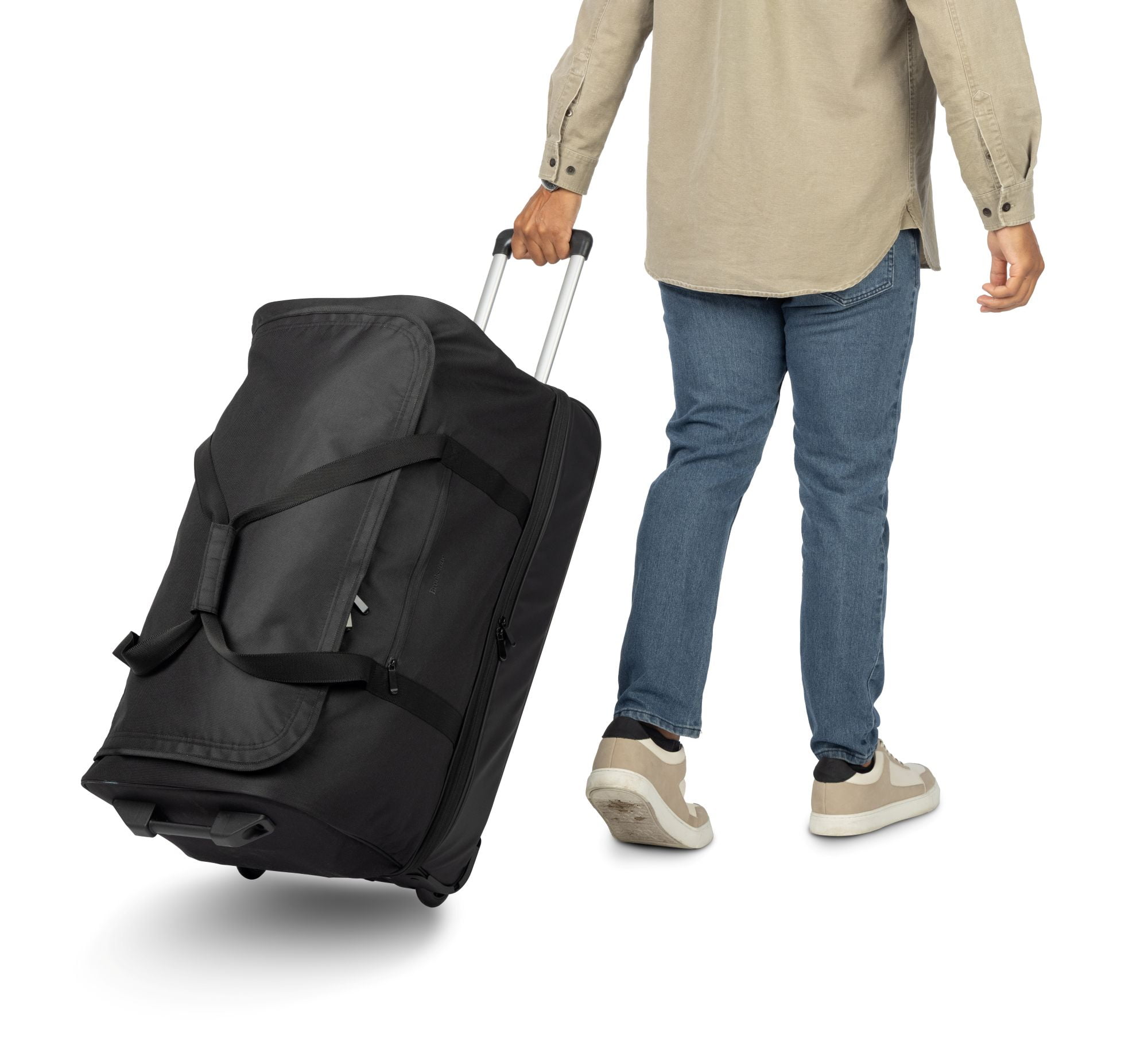 Brookstone 28 in Wheeled Duffel Bag, Durable Travel Luggage with Rolling Wheels (Black, 28 in) 587np