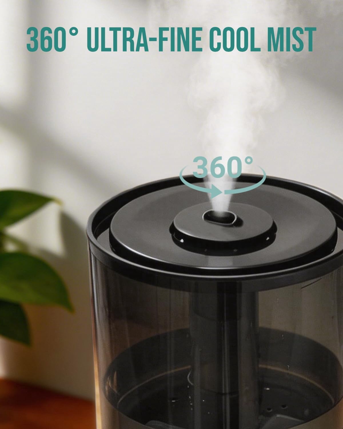 Lacidoll Ultrasonic Cool Mist Humidifier for Bedroom, Aroma Diffuser with Night Light, Top Fill & Dishwasher-Safe Tank (Black, 1.06 gal) 4cbyy