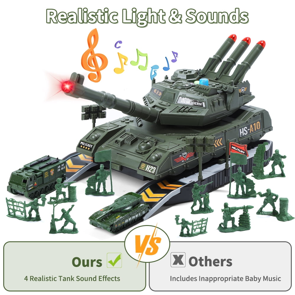 JoyStone Military Vehicle Set Battle Tank Toy with Realistic Light and Sound (6 Pack, Multi-Color) obcu4