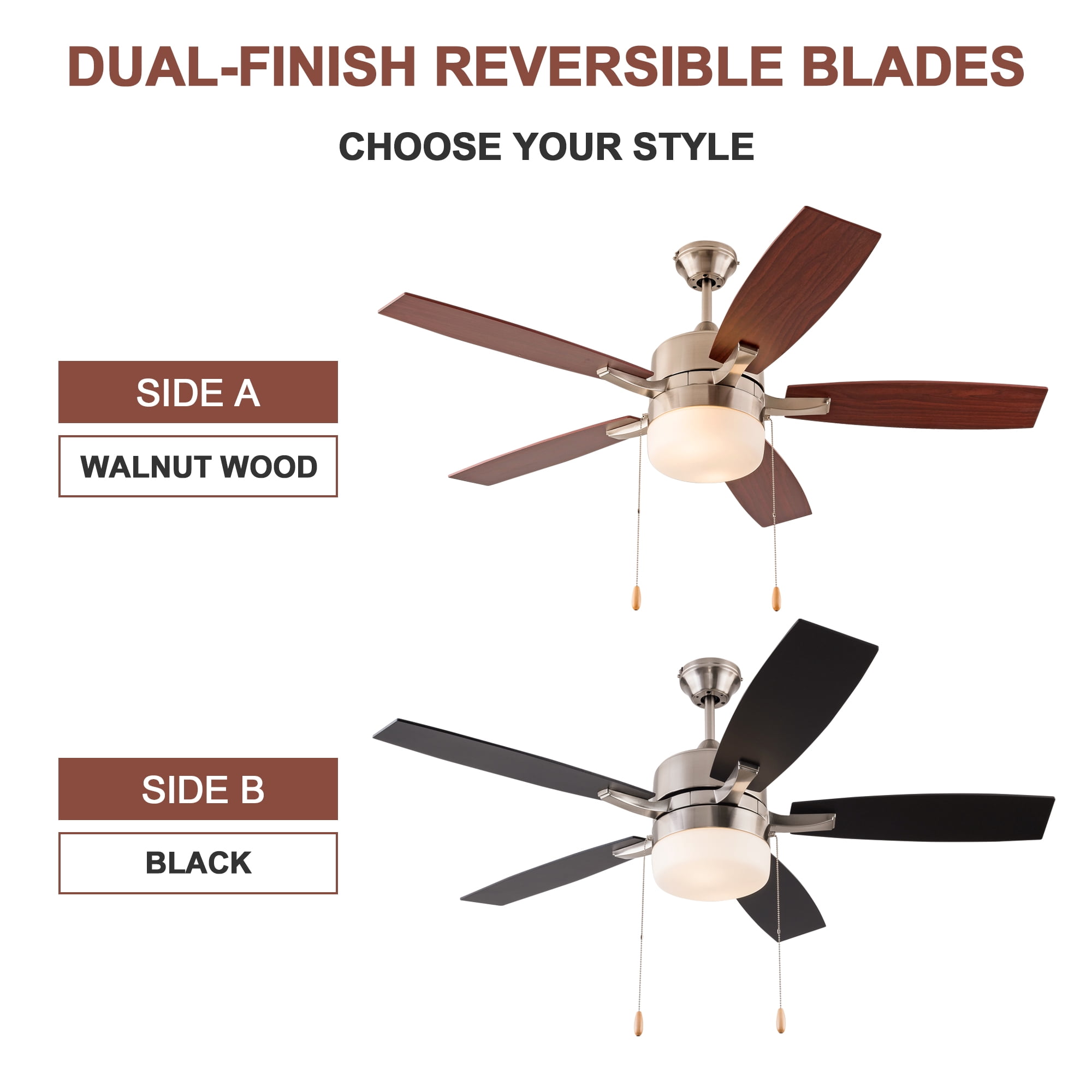 Simpol 52 in Modern Brushed Nickel LED Indoor Reversible Ceiling Fan (Brushed Nickel, 52 in) 9wwnl