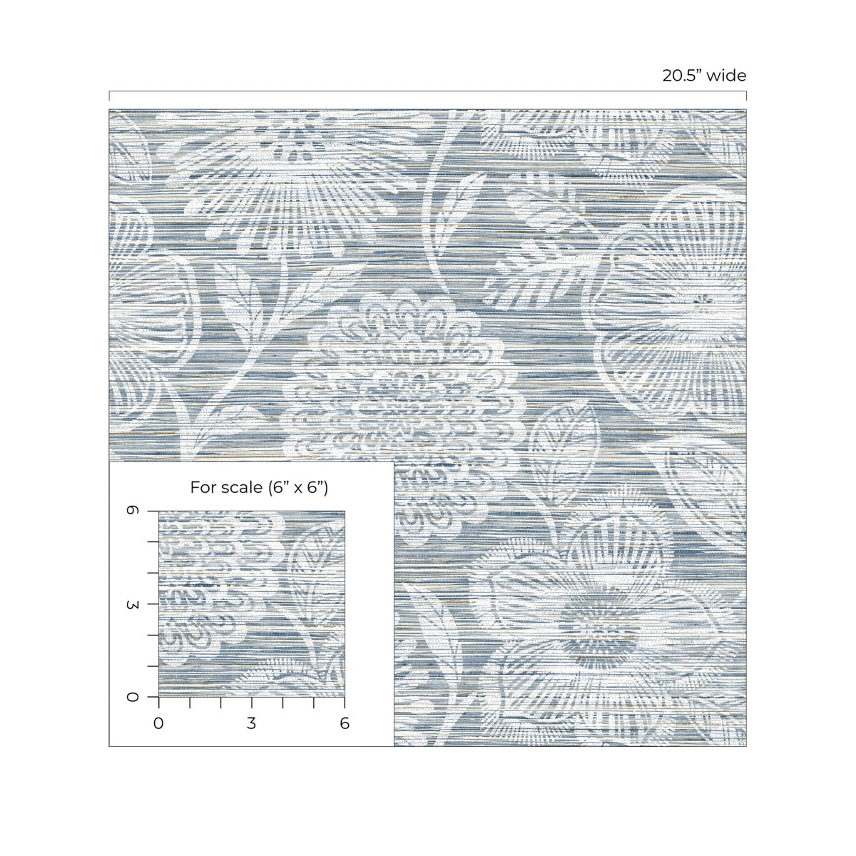 Stacy Garcia Home Bluestone Faux Grass Floral Peel and Stick Wallpaper (Blue, 20.5 in. W x 10 ft. L) bkwqp