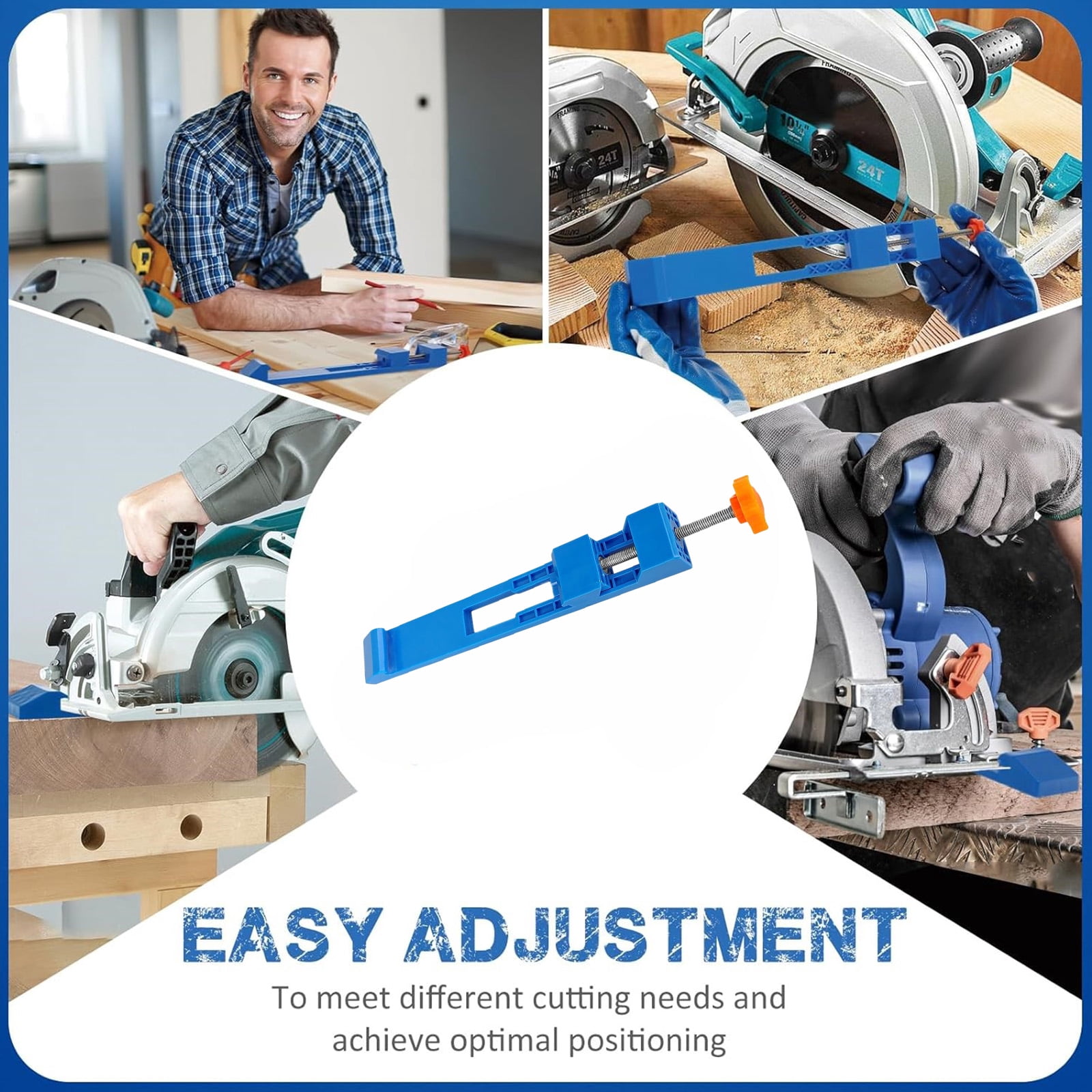 Isasaka Adjustable Circular Saw Cutting Guide with Precision Milling Clamp (Blue, 4-6 in) d18mm