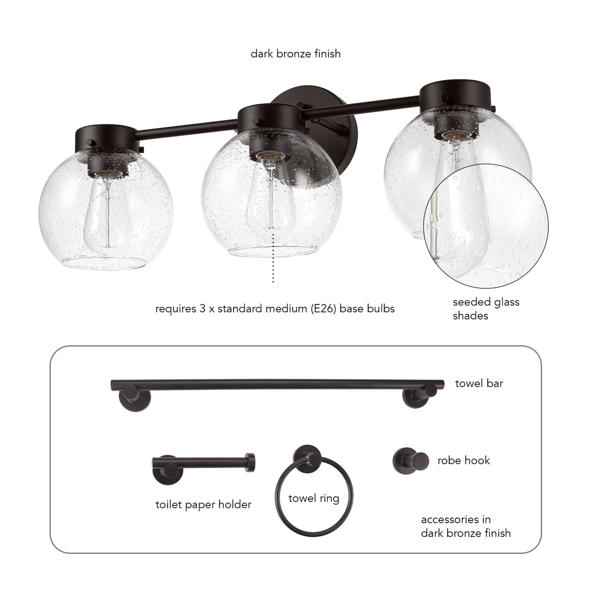Globe Electric Thalia Bathroom Vanity Light Fixture (Satin Nickel, 3-Light) 5isav