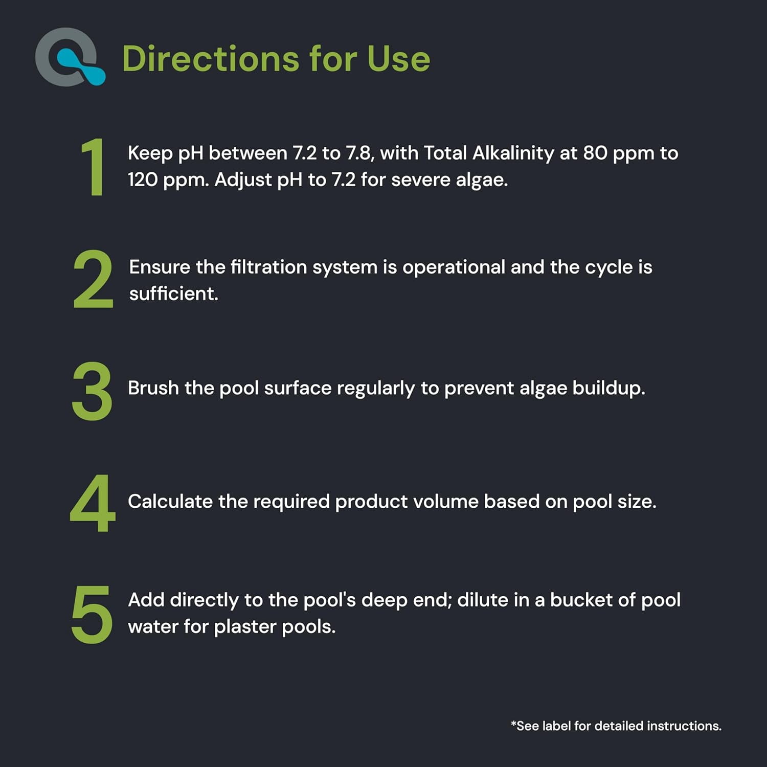 AquaDoc Copper Pool Algaecide Treatment for Inground and Above Ground Pools (Green, 64 oz) tr6k0
