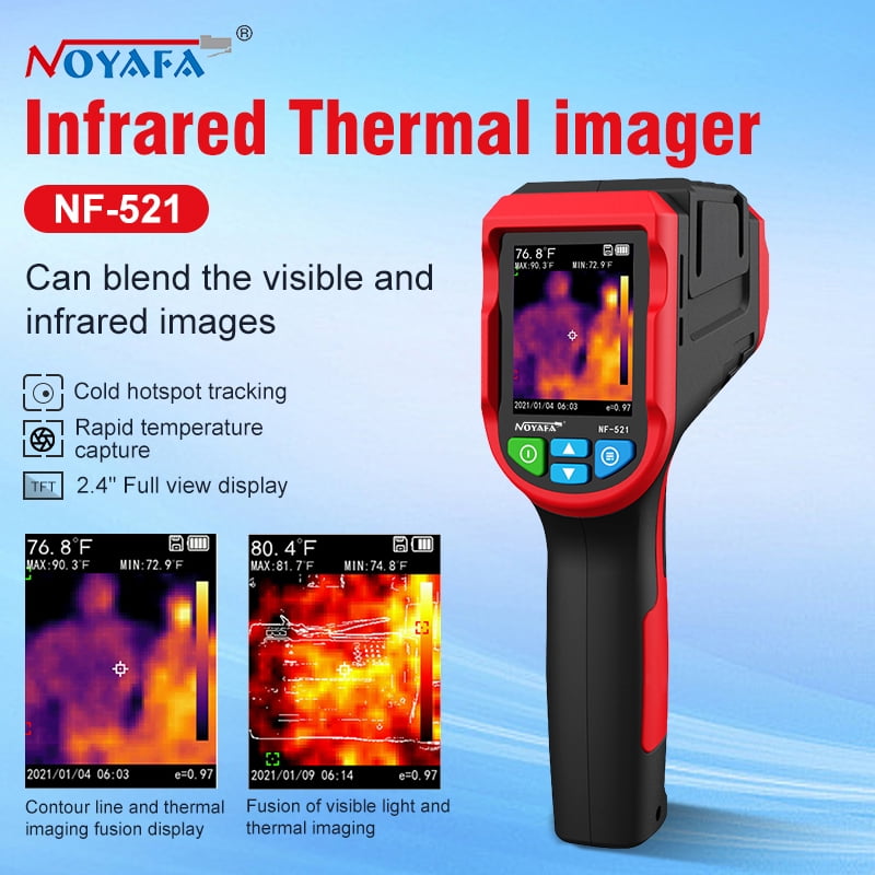 NOYAFA NF-521 Infrared Thermal Imaging Camera, Handheld Industrial Thermal Imager with 2.4 in LCD Display (Red) pid5x