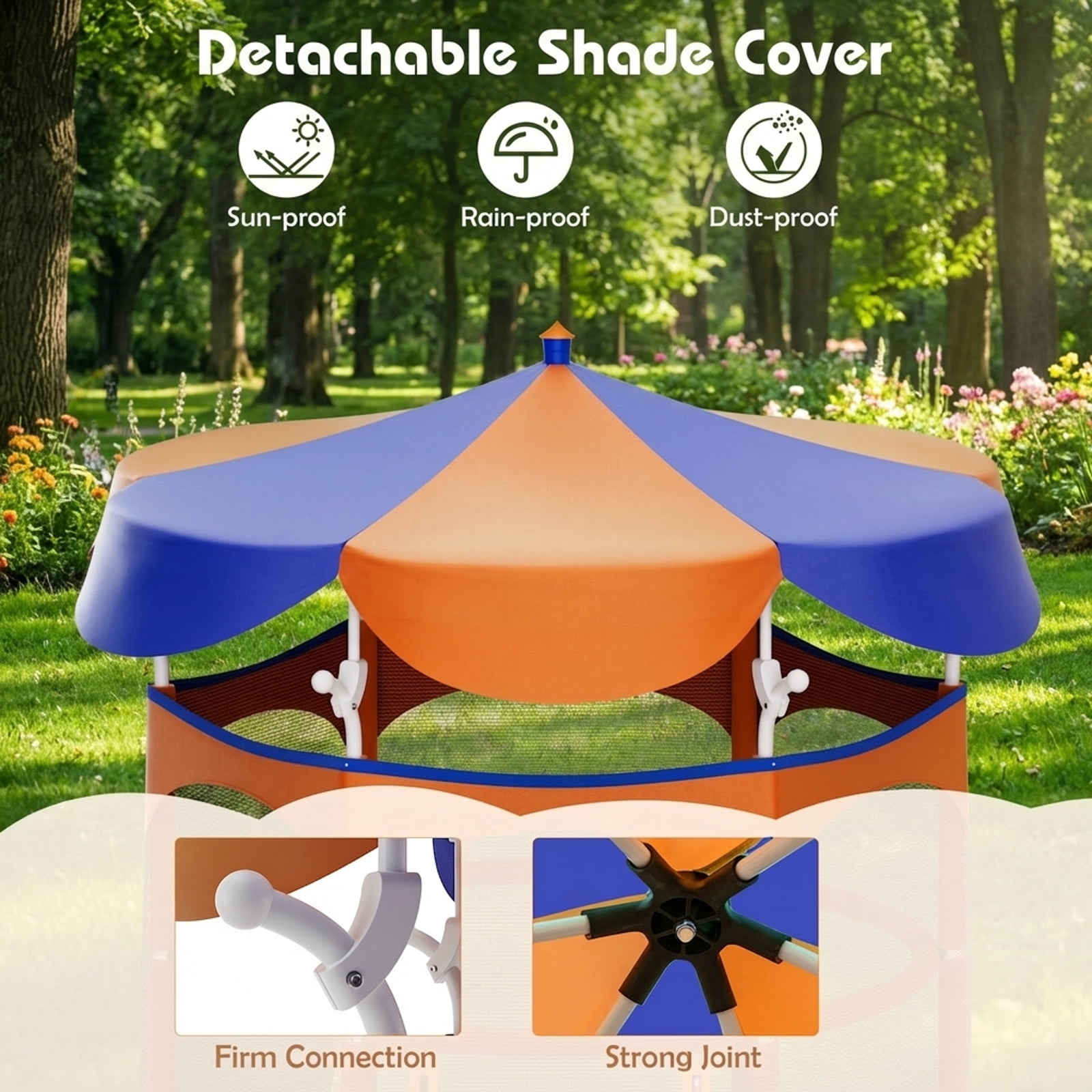 Redsmile 64 Inch Kids Trampoline with Detachable Canopy and Safety Enclosure Net (Orange, 64 in) kq0mu