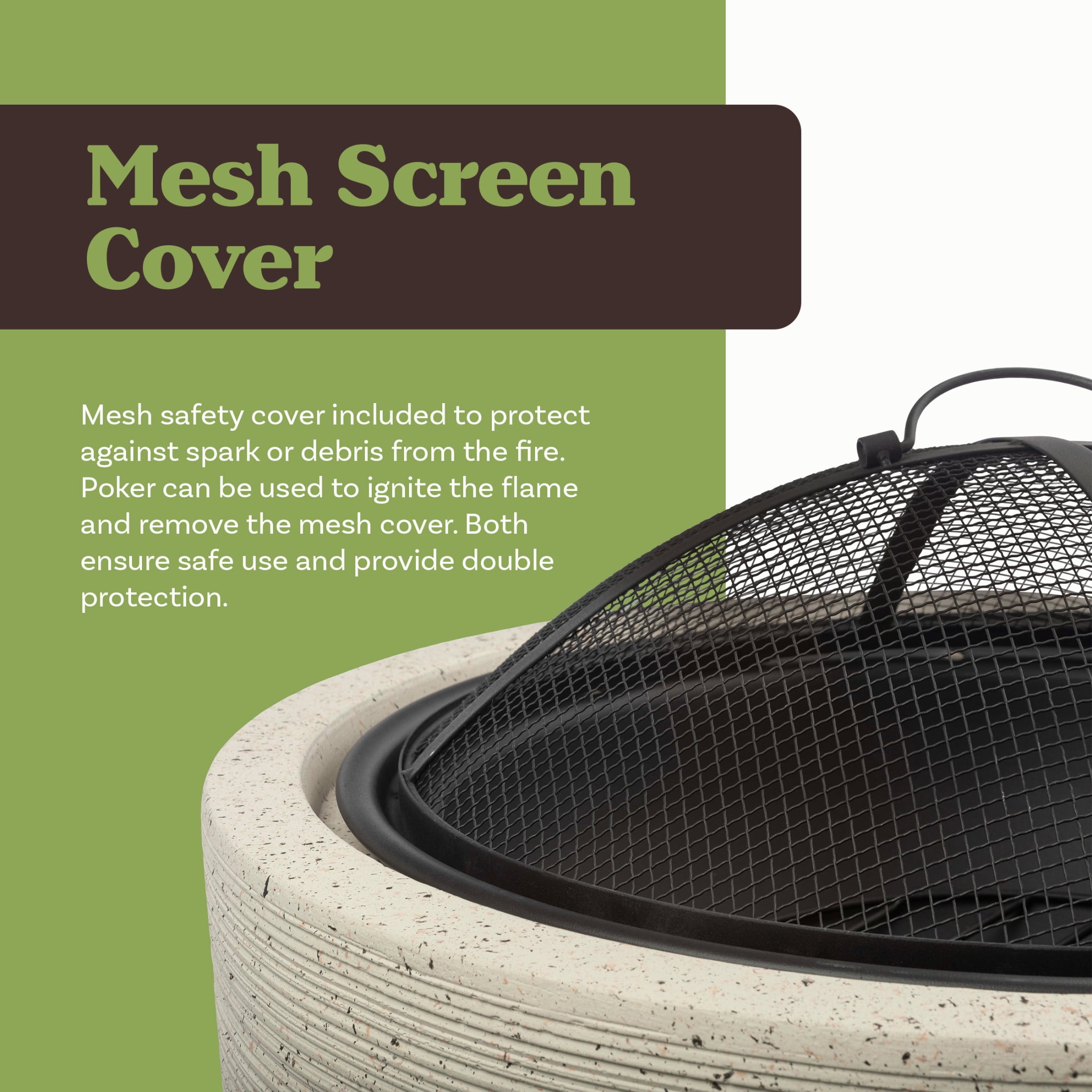 Pure Garden Round Outdoor Wood Burning Fire Pit with Spark Screen and Cover (Light Gray, 21 in) 84k1n