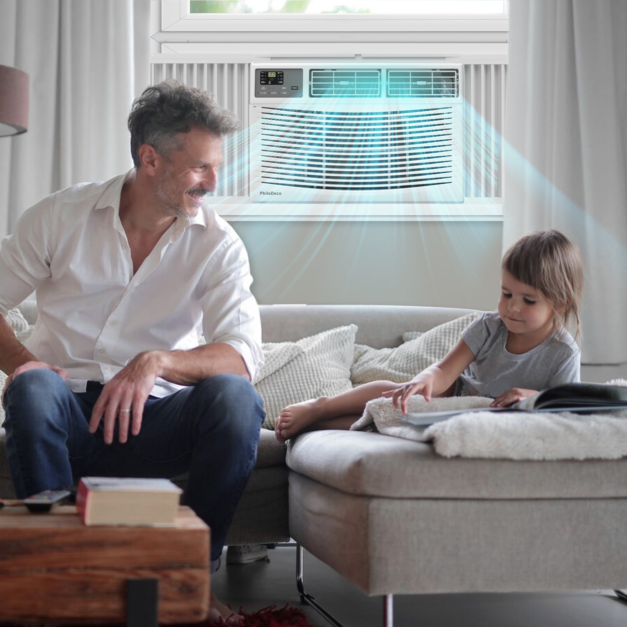 PhiloDeco 14000 BTU Window Air Conditioner, Quiet Cooling for Rooms up to 700 sq ft (White, 14000 BTU) 69s1c