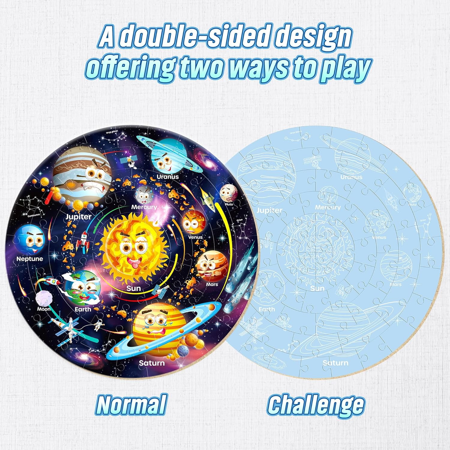SYNARRY Solar System Floor Puzzle for Kids, Educational Wooden Jigsaw Set (Multicolor, 70-Piece) k6yaf