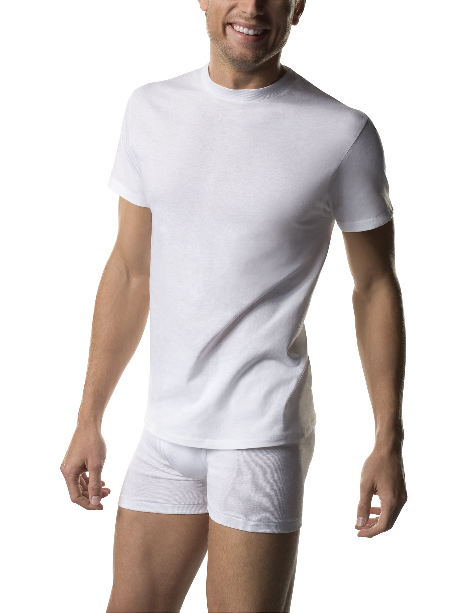 Hanes Men's Crewneck Undershirt Moisture-Wicking T-Shirt (White, L, 3 Pack) 2loan
