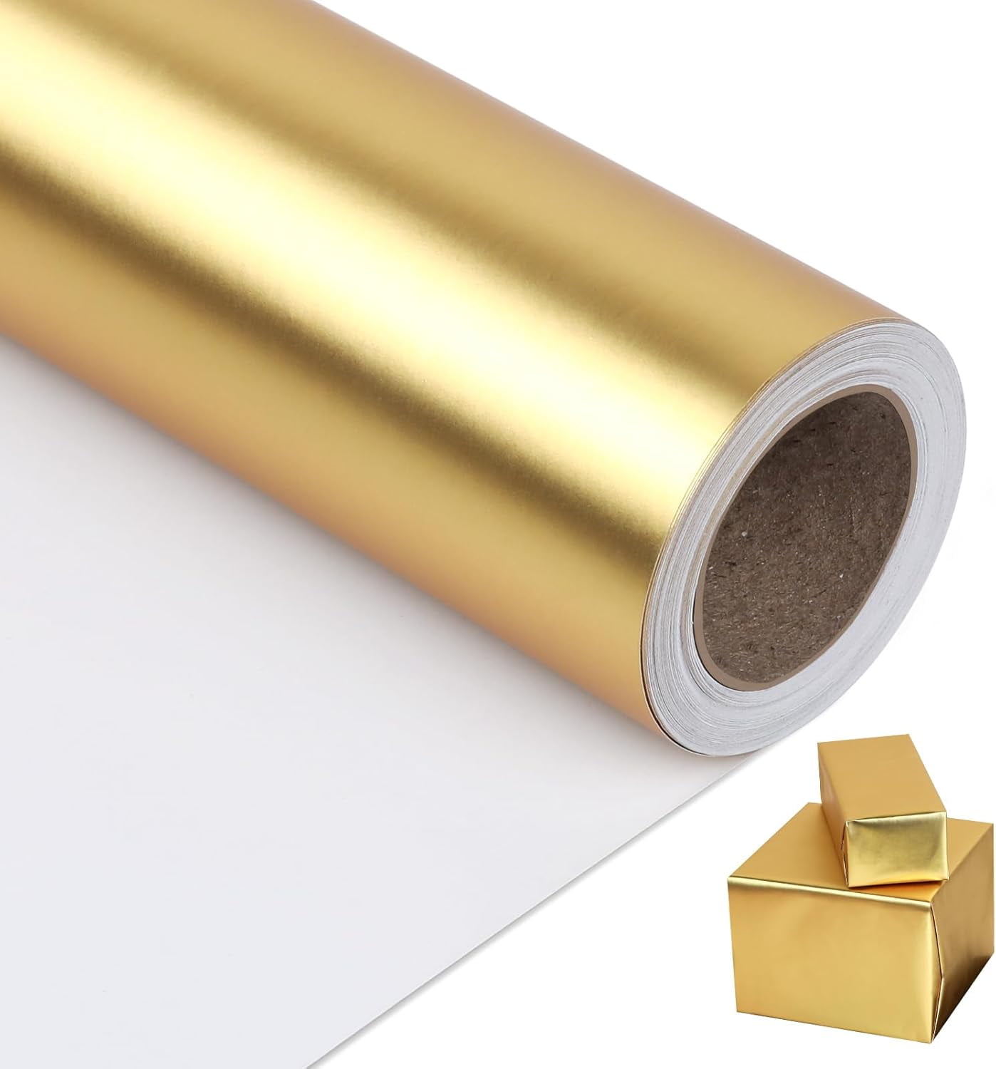 RICHTOP Metallic Gift Wrapping Paper, Premium Matte Finish for Holidays and Birthdays (Gold, 17.7 in x 330 in) 1pnza