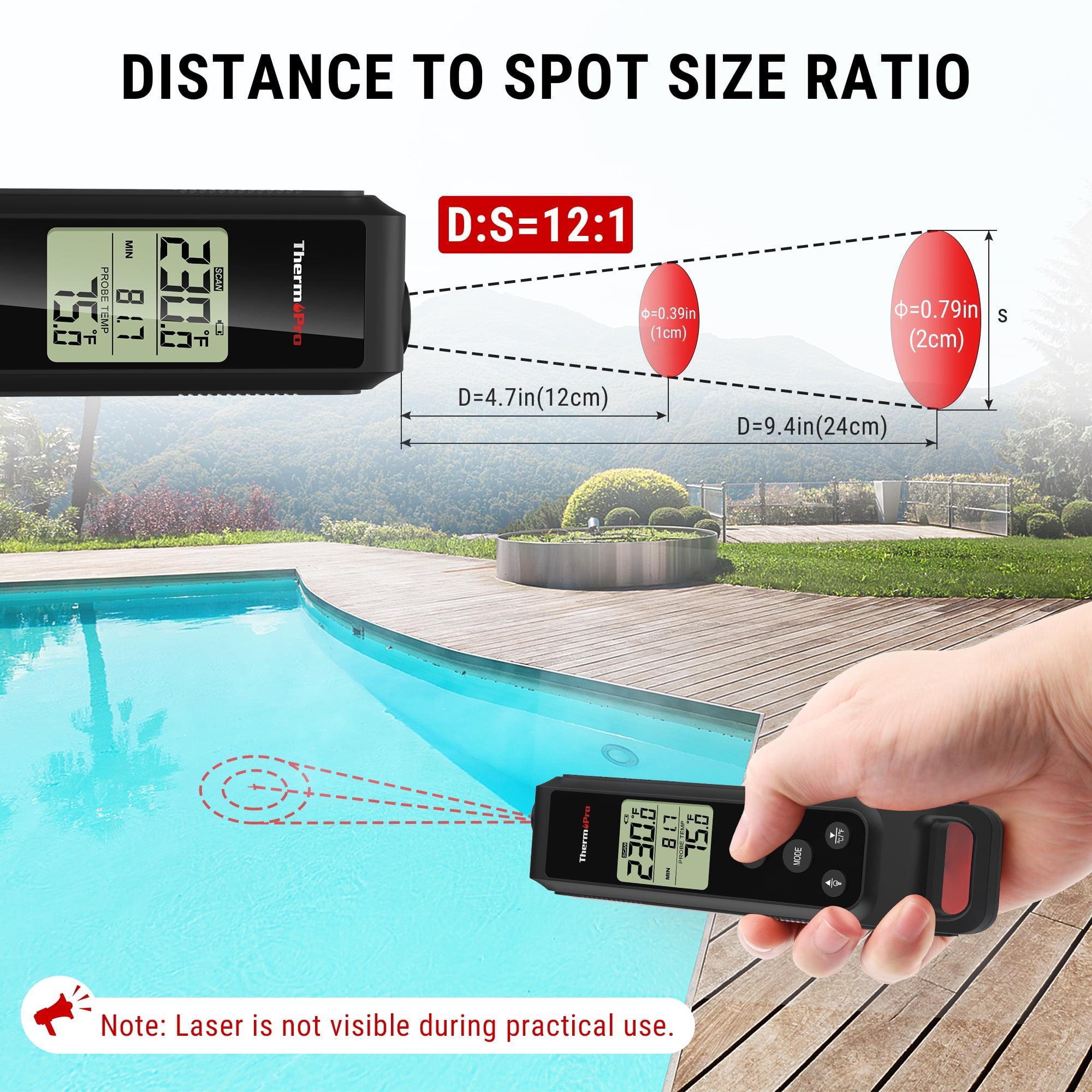 ThermoPro 2-in-1 Infrared Thermometer and Instant Read Meat Probe for Grilling and Baking (Black, 1 Pack) 50ti6