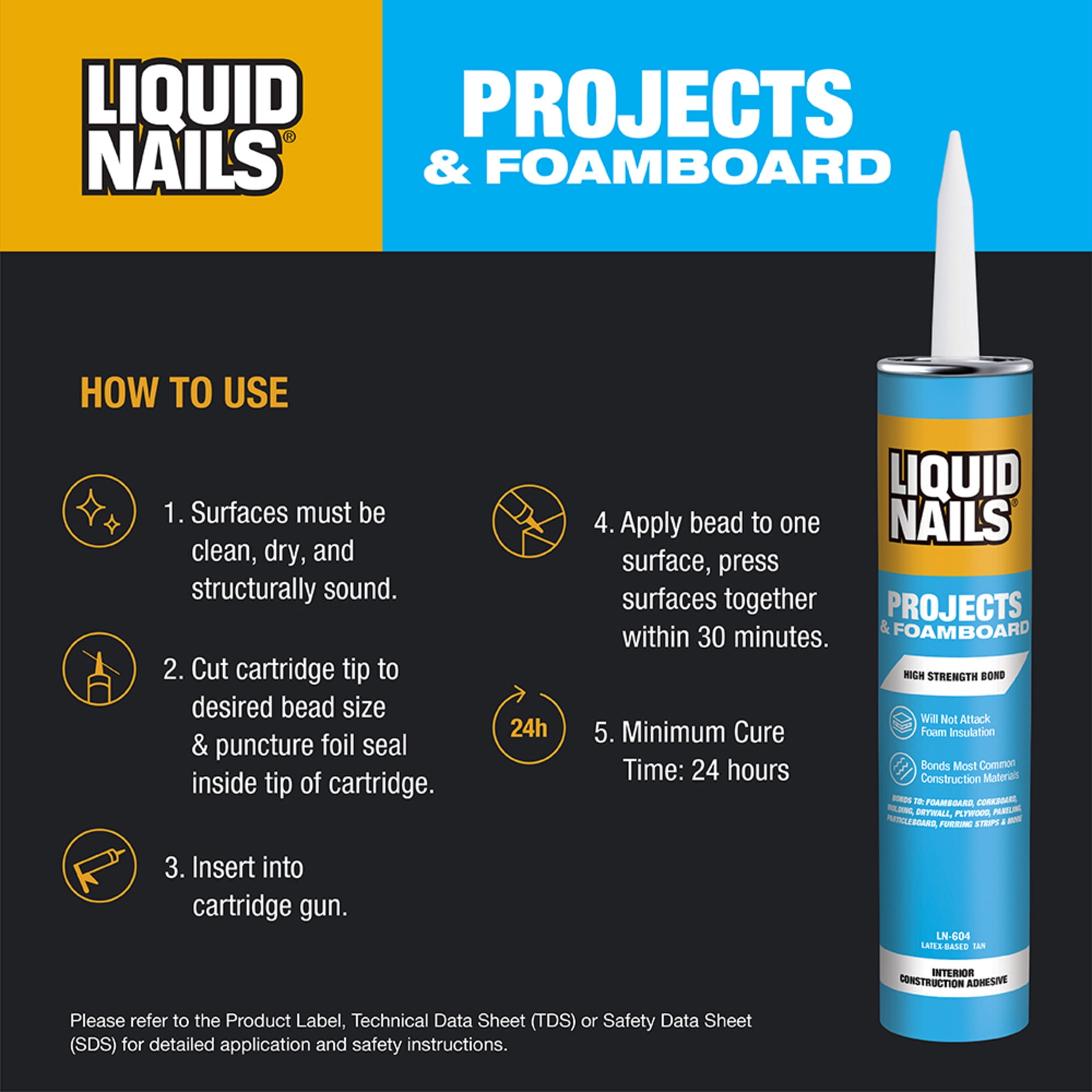 Liquid Nails Latex Projects Interior Adhesive for Foamboard and Building Materials (Off-White, 10 oz) 4gm9j