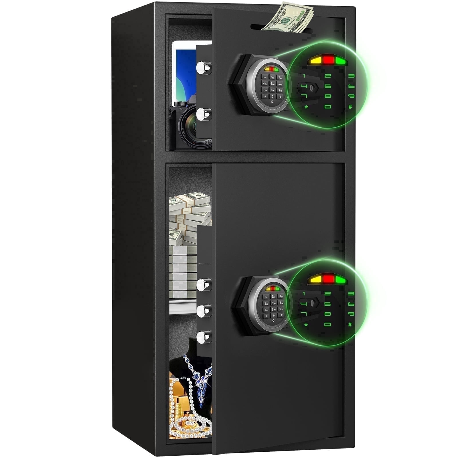 RIFLEWELL 6.5 Cuft Double Door Security Safe with Drop Slot, Digital Keypad Alloy Steel Cabinet (Black, 6.5 Cuft) puhks