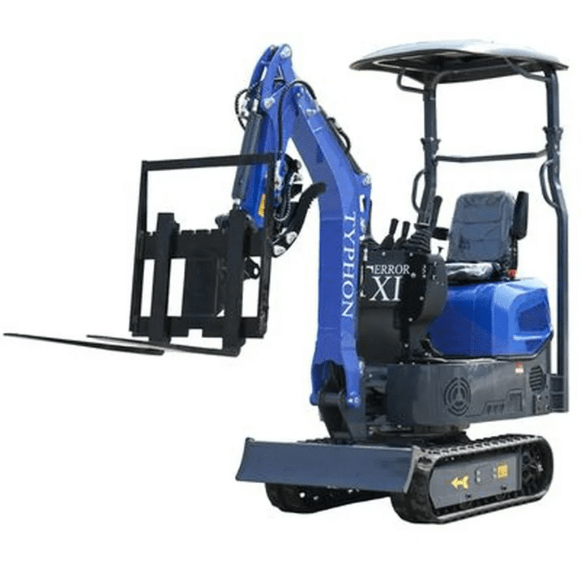 TYPHON TERROR XI Mini Excavator with 13 Attachments (Blue, 13.5hp) gmst4