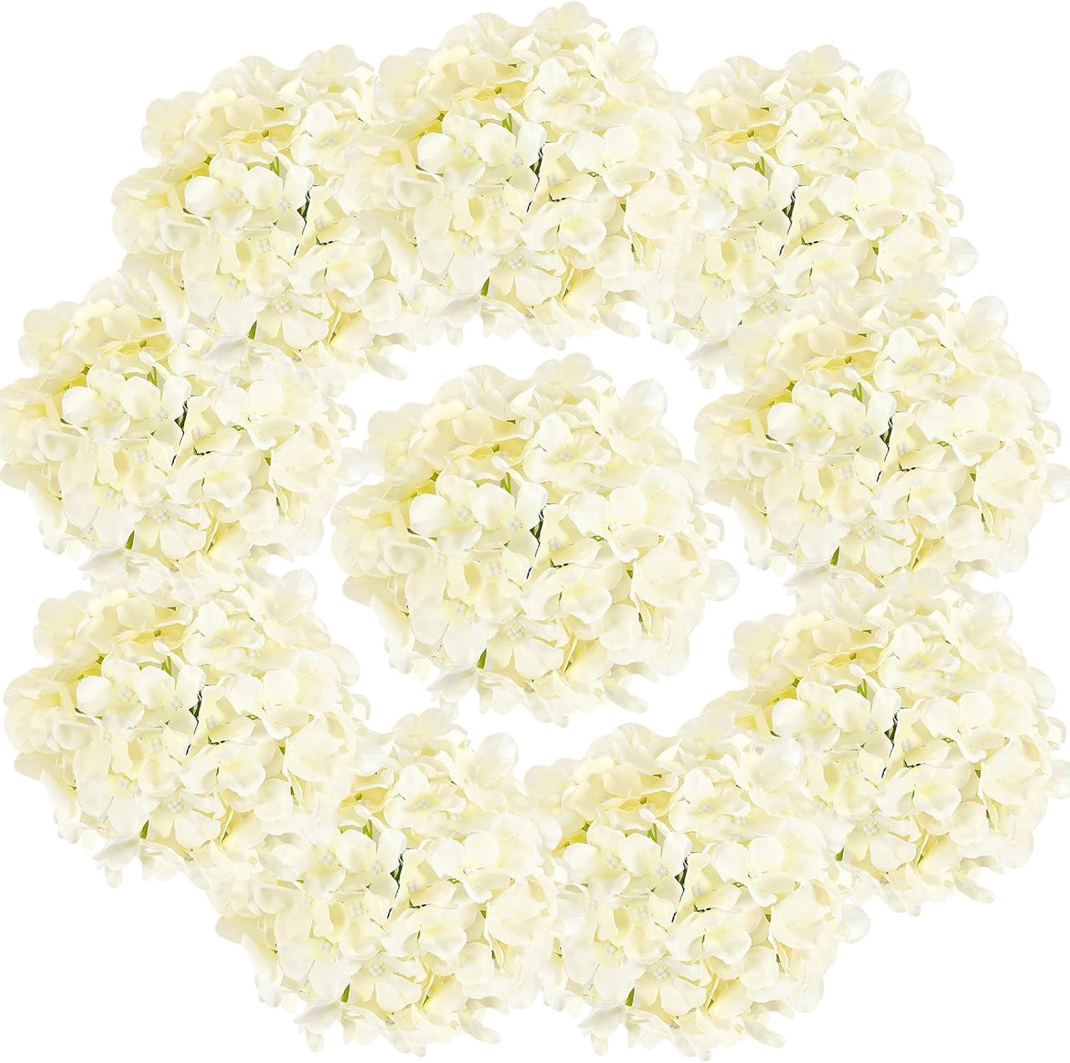 Auihiay Artificial Hydrangea Flowers for Wedding Decor and DIY Floral Arrangements (Champagne, 10-Pack, 7 in Blooms) 1koj6