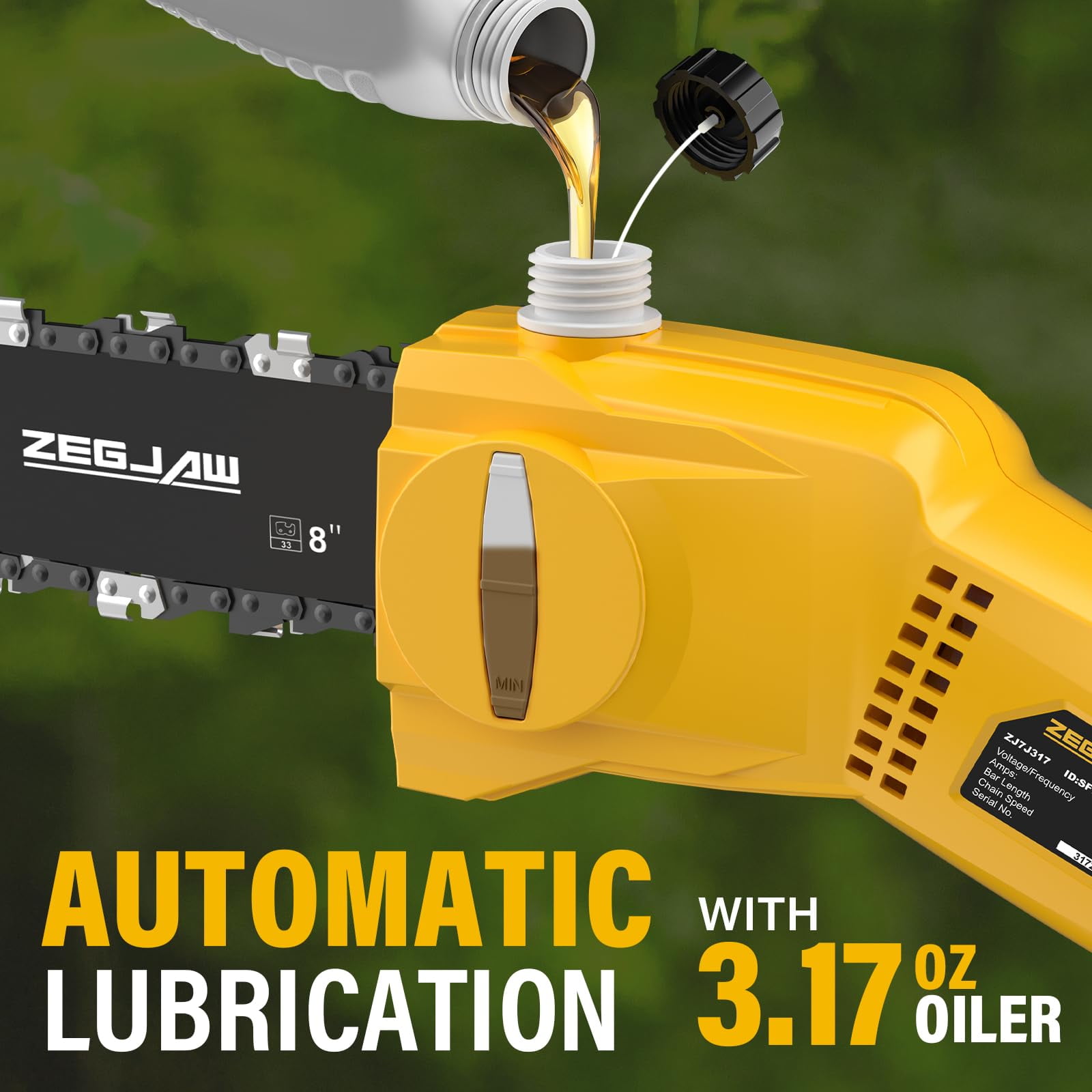 ZEGJAW Electric Pole Saw, 6 Amp Corded Tree Trimmer with 8 in Bar, 13 ft Extended Reach (Orange, 7.3 lb) 11quy