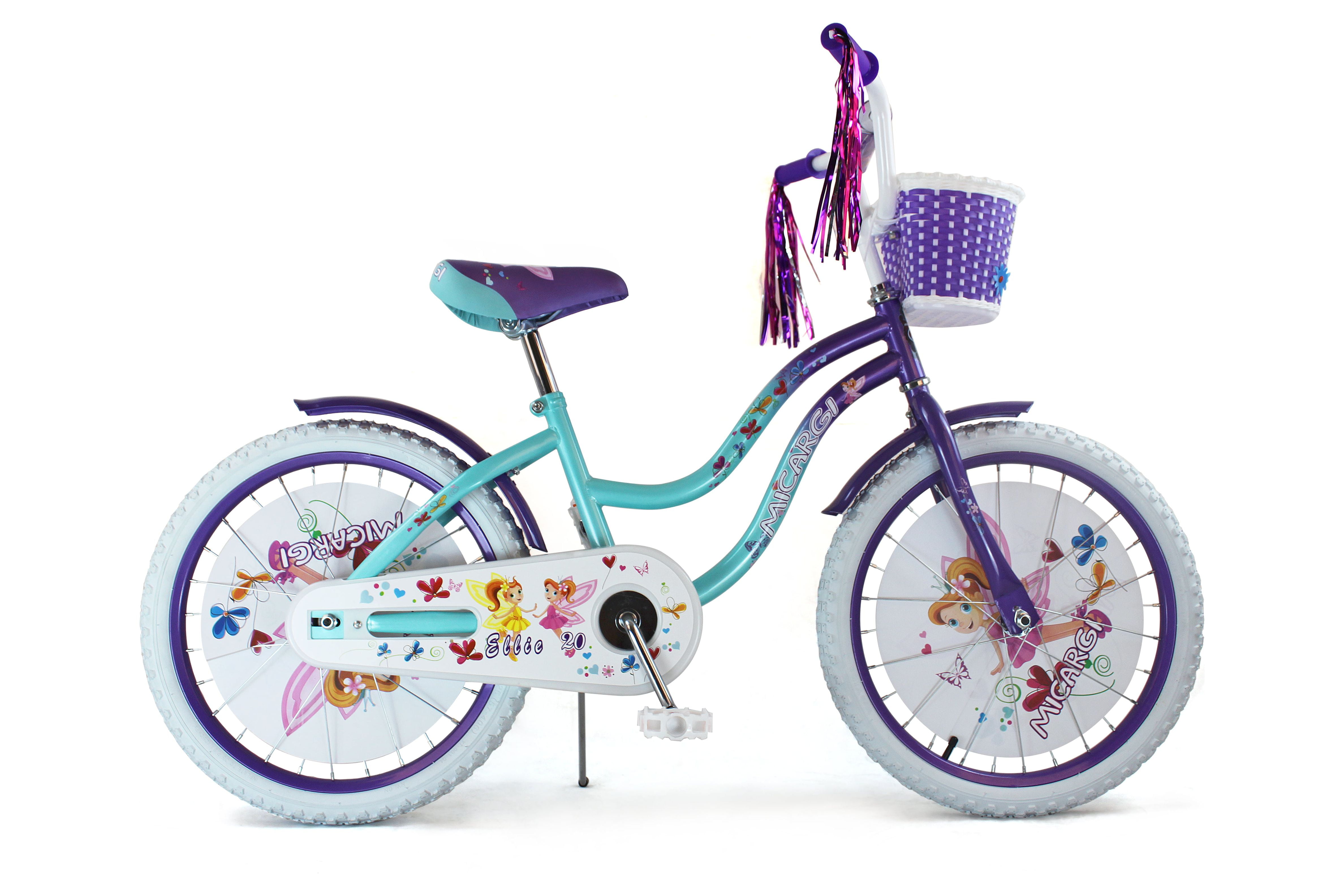 PlayWorld 20 in. Cruiser Bicycle for Kids, Steel Frame with Coaster Brake and Fenders (Purple/Baby Blue, 20 in.) o6i9u