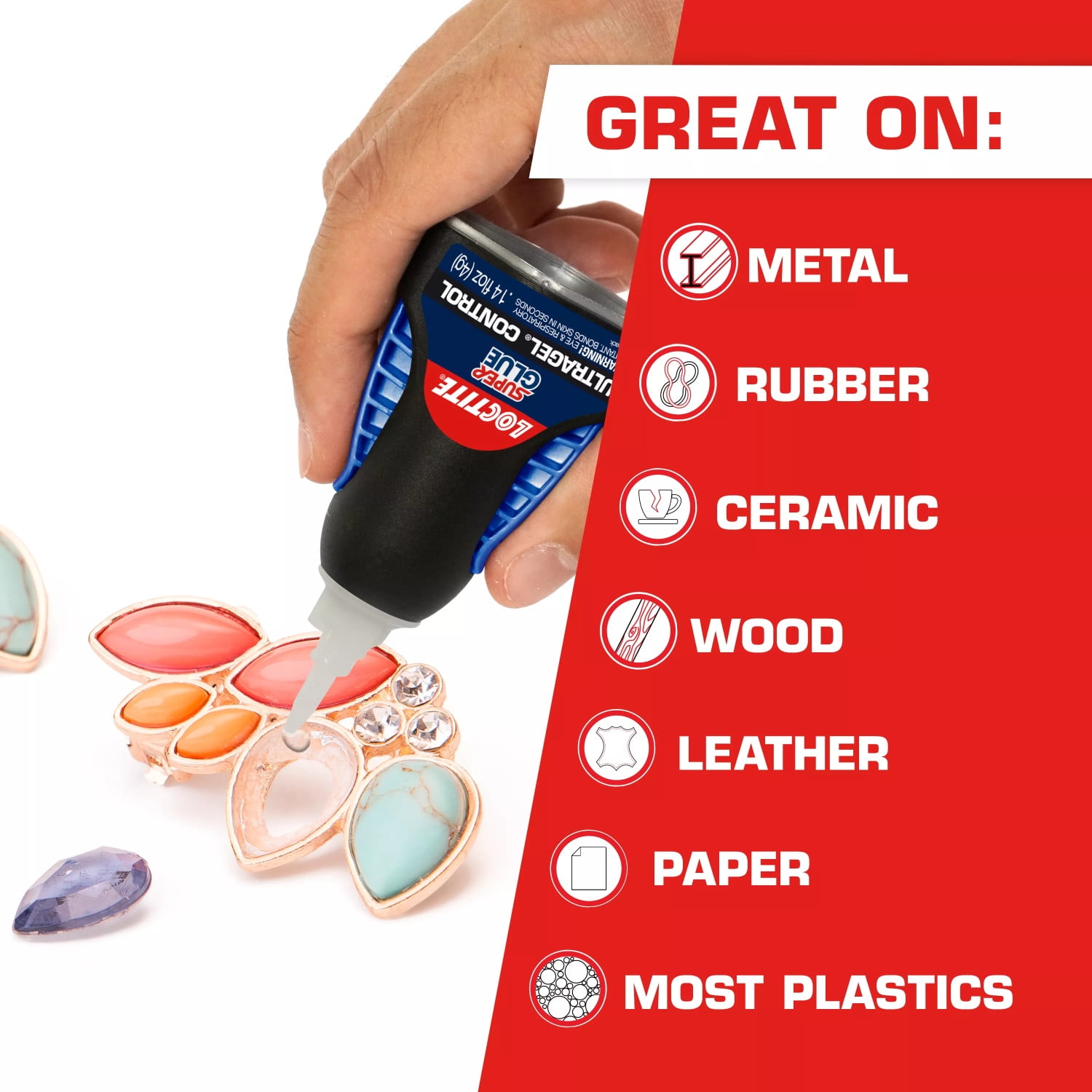 Loctite Super Glue Ultra Gel Control, Rubber Toughened Adhesive for Precision Repairs (Clear, 0.14 fl oz) igy19