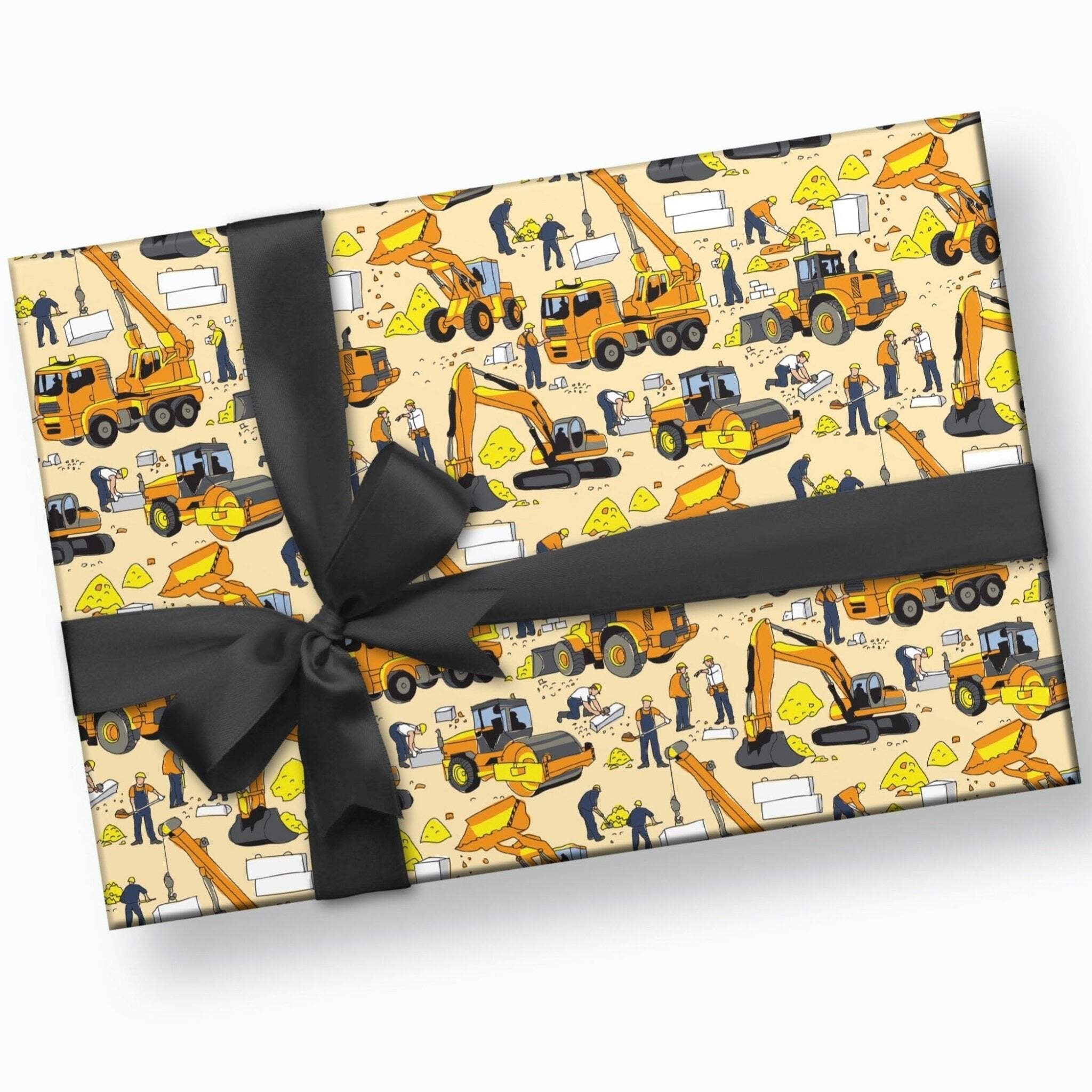 Stesha Party Construction Zone Gift Wrap, Birthday Party Supplies (3 Sheets, 30 in x 20 in) h3pzm