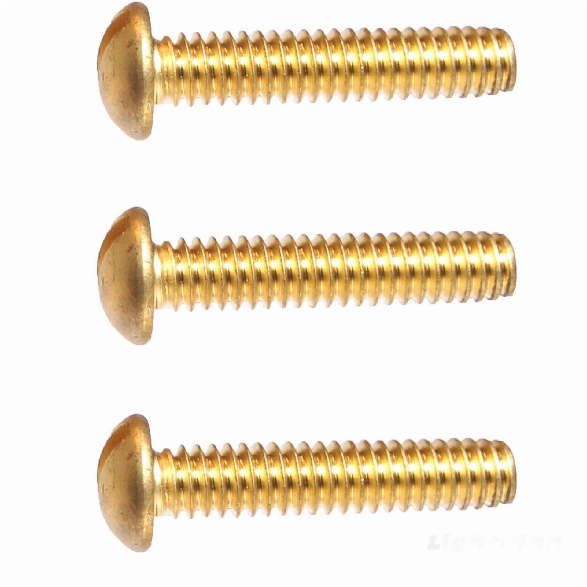 YANI #10-24 x 2-1/4 in Round Head Machine Screws, Solid Brass, Slotted Drive (25 Pack) 0wdh2