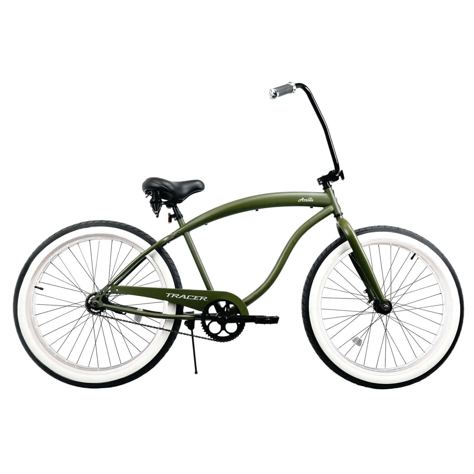 Tracer Bikes Avalon Beach Cruiser Bike, Fat Tire, Single Speed, Coaster Brake, Men's Comfort Bicycle (Matte Green, 26 in) x8lrw