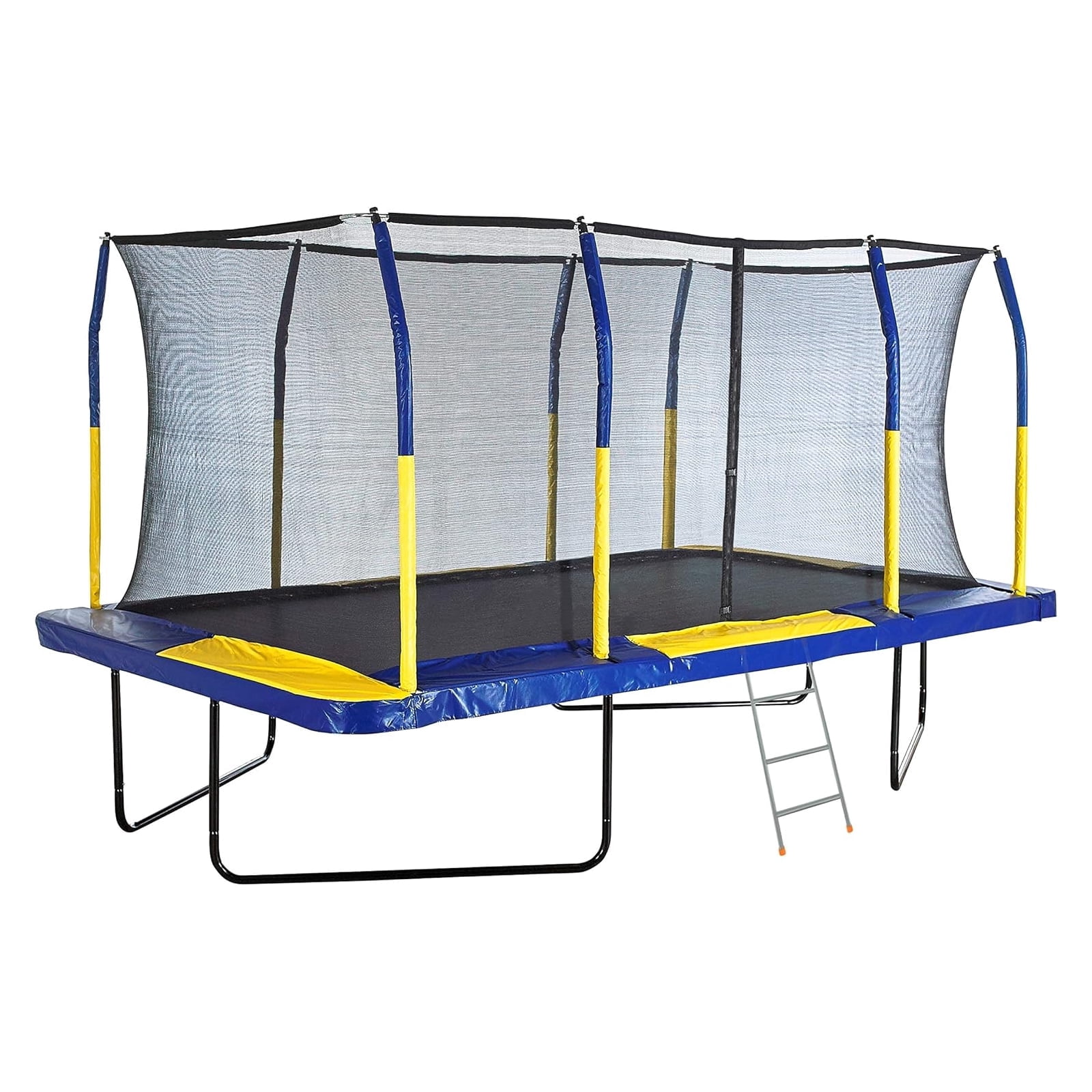Plexalife Rectangular Trampoline Set with Safety Enclosure and Ladder (Blue/Yellow, 9 ft x 15 ft) 1gyq4